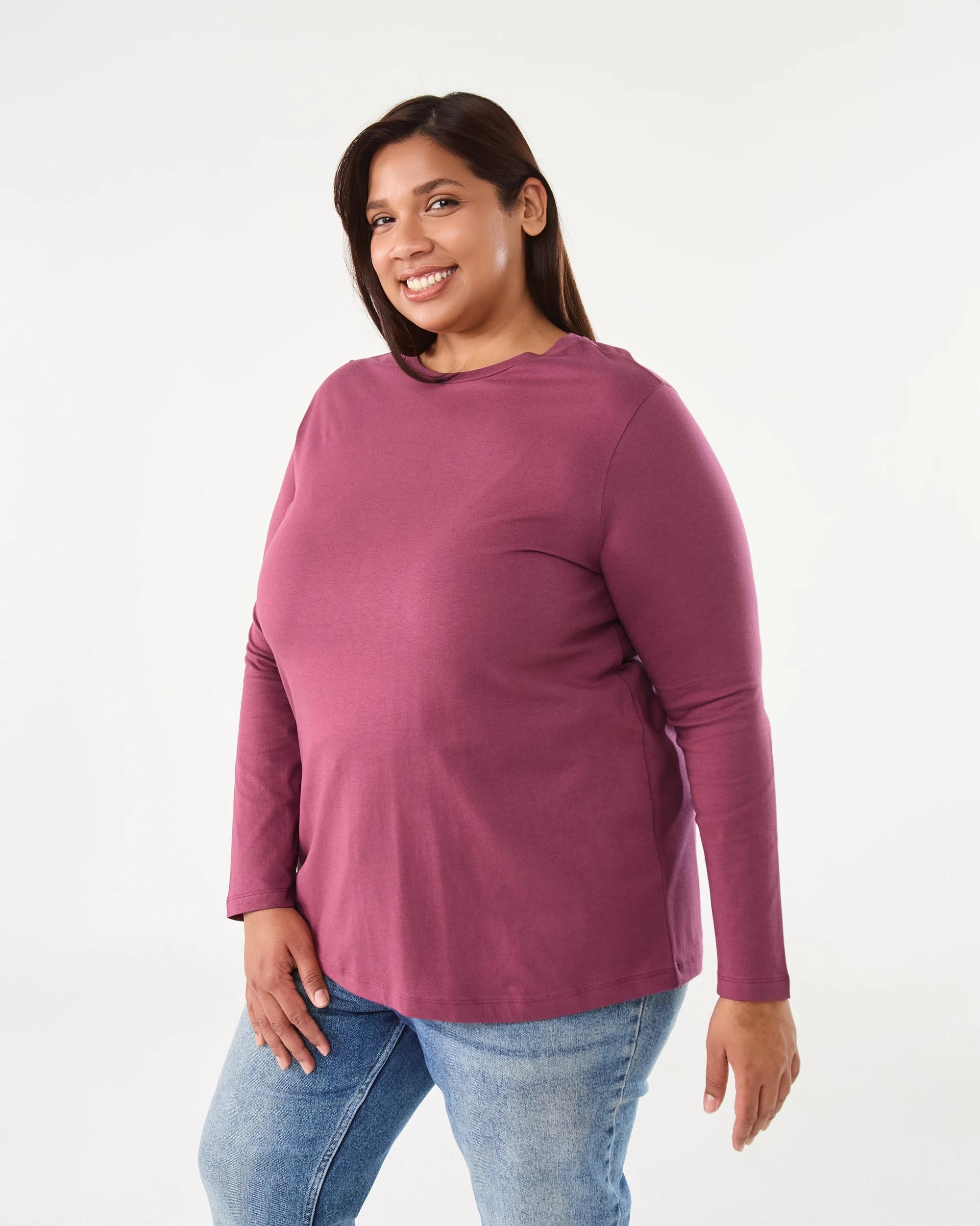 2 Curve Long Sleeve Cotton T-shirt Maroon, 2 of 7