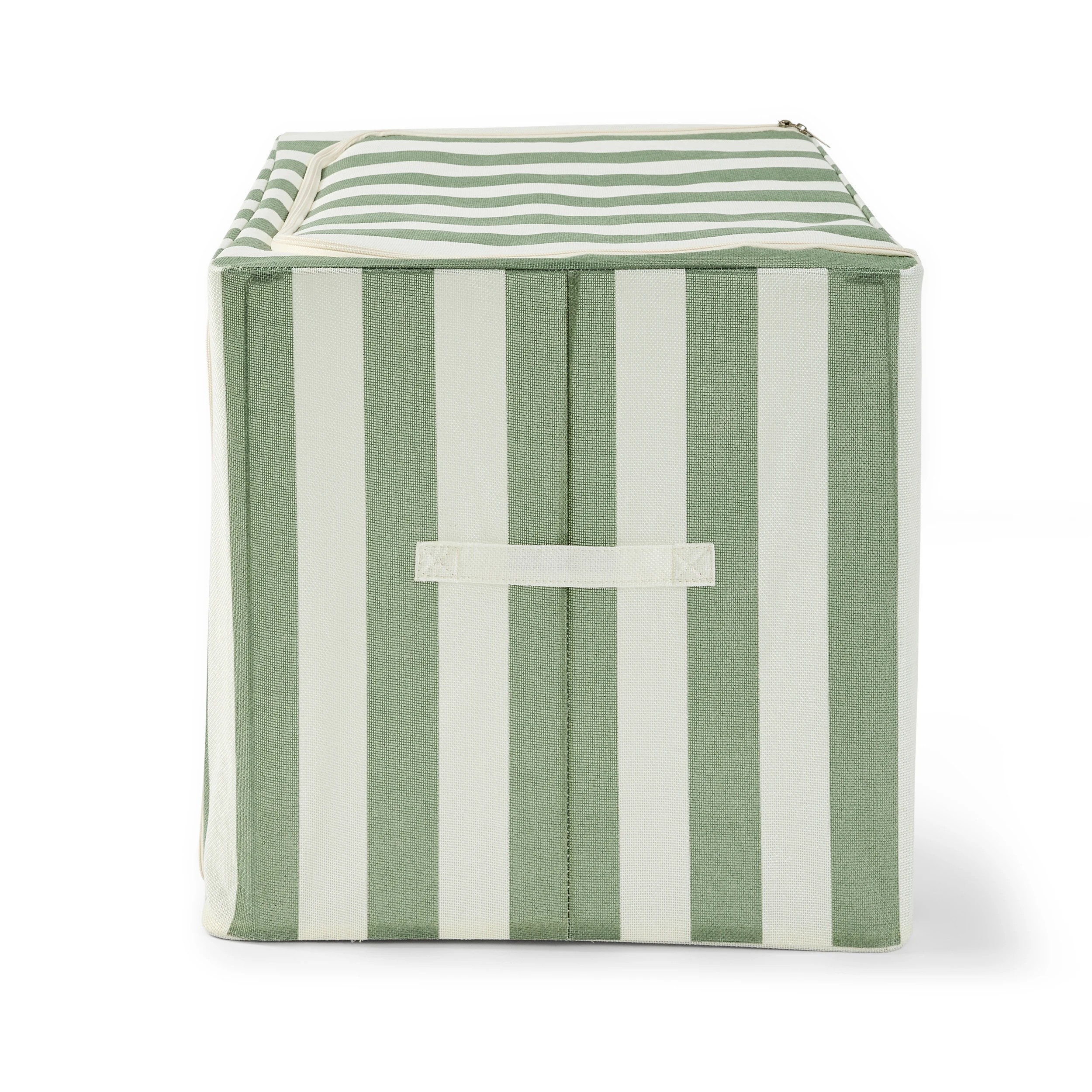 7 Linen Look Collapsible Box with Window - Extra Large, Green Stripe, 7 of 9