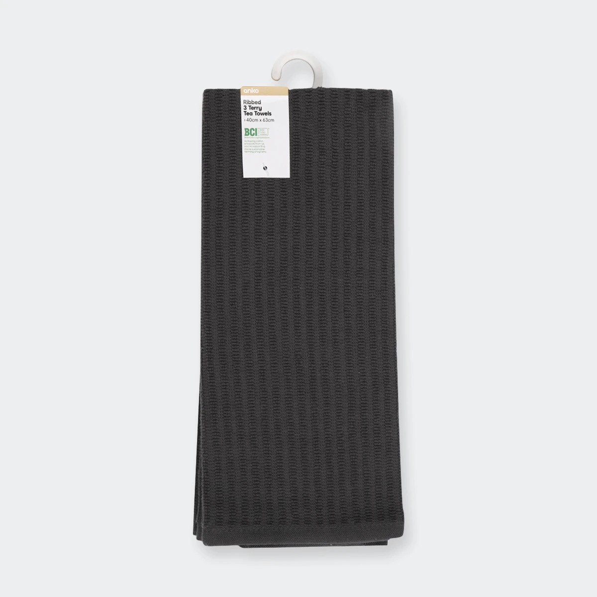 6 3 Pack Ribbed Grey Terry Tea Towels, 6 of 6