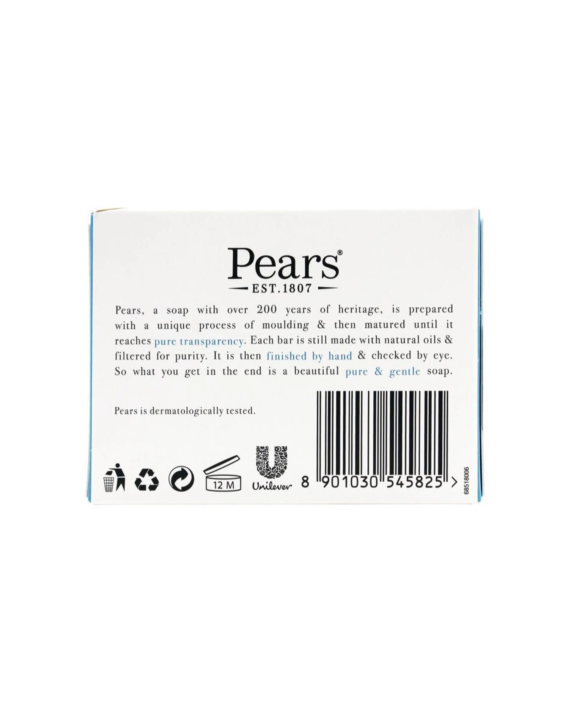 3 Pears 12pk 100g Pure & Gentle Transparent Bar Soap With Mint Extracts - White, 3 of 4