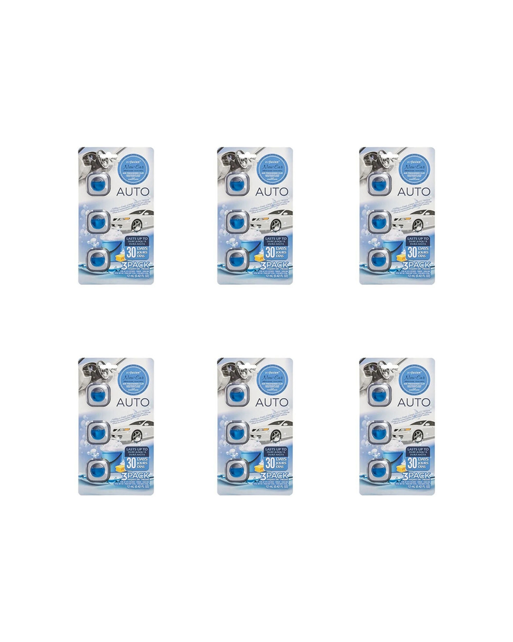 1 Air Fusion 6x 3pc Car Air Freshener Vent Clip 4ml Long-Lasting Fragrance Odour Eliminator Portable Design - Grey, 1 of 3