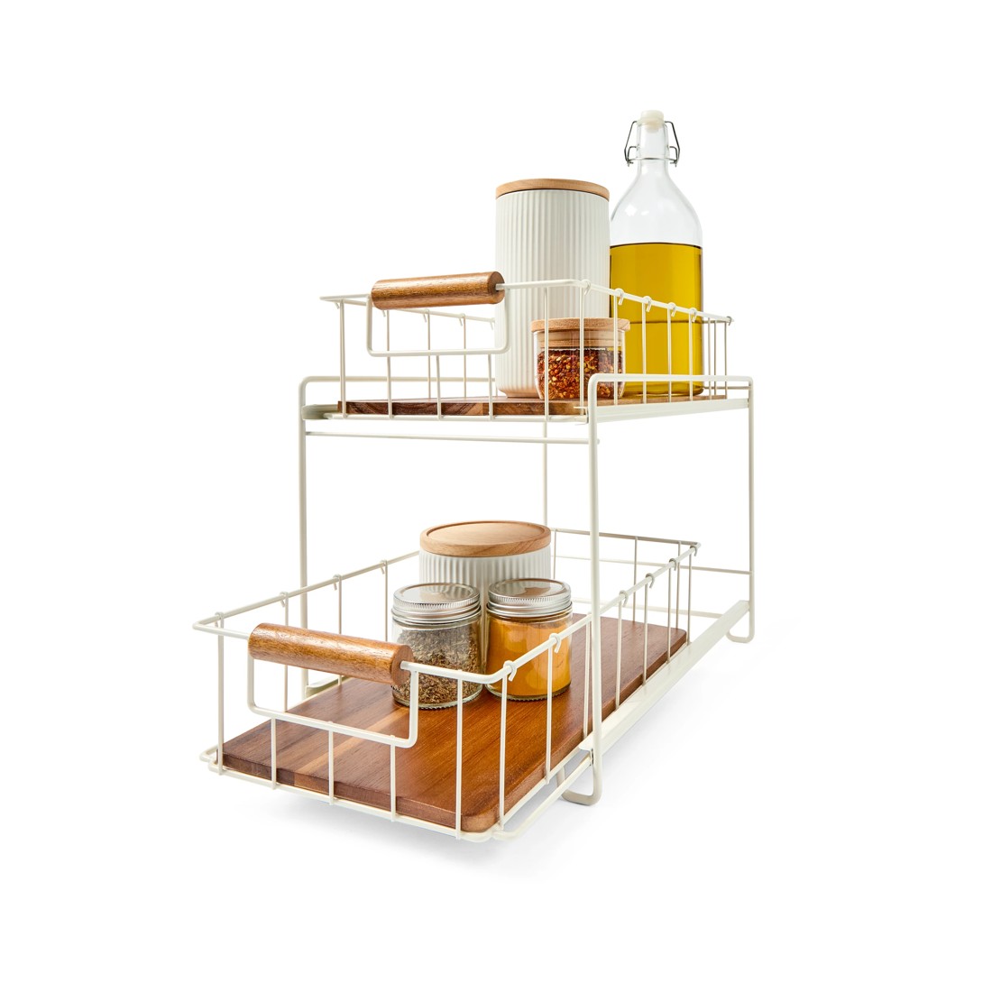 1 Off White and Acacia 2 Tier Drawers, 1 of 10