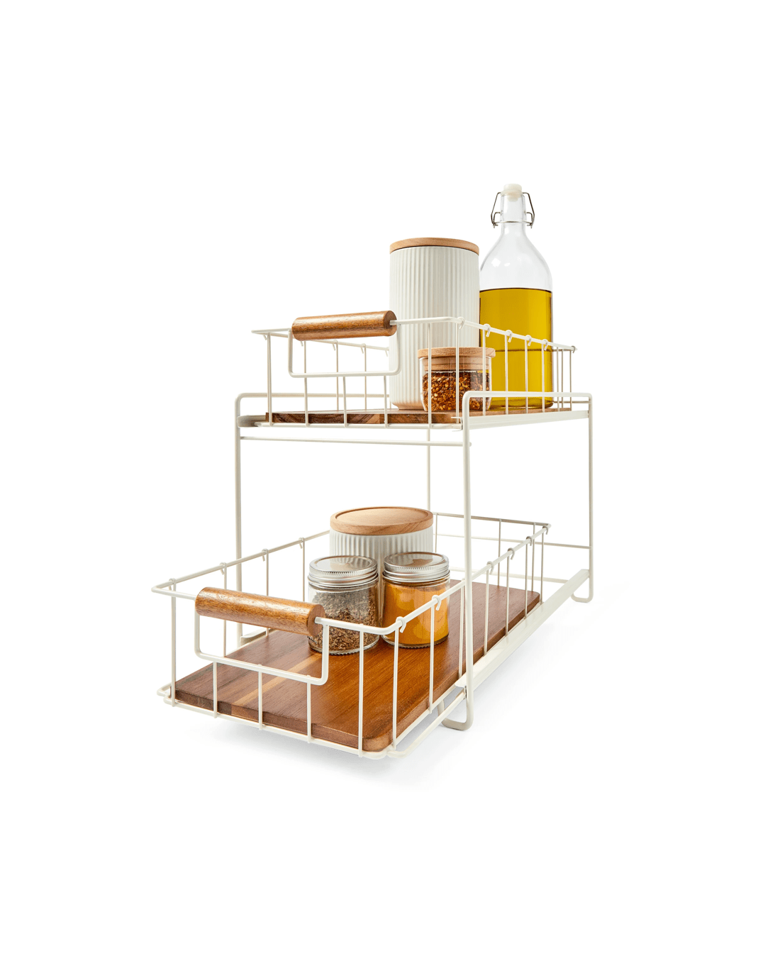 1 Off White and Acacia 2 Tier Drawers, 1 of 10