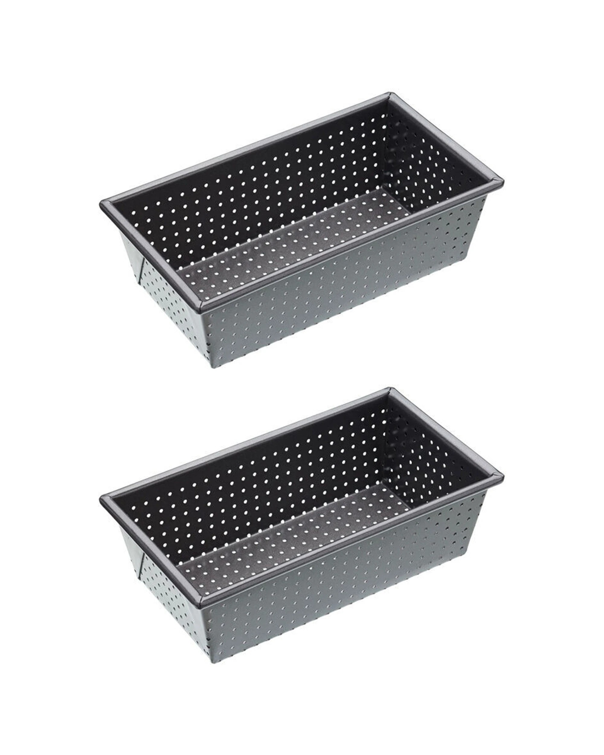 1 Mastercraft 2x 21x11cm Crusty Bake Non-Stick Box Sided Loaf Bread Pan - Black, 1 of 8