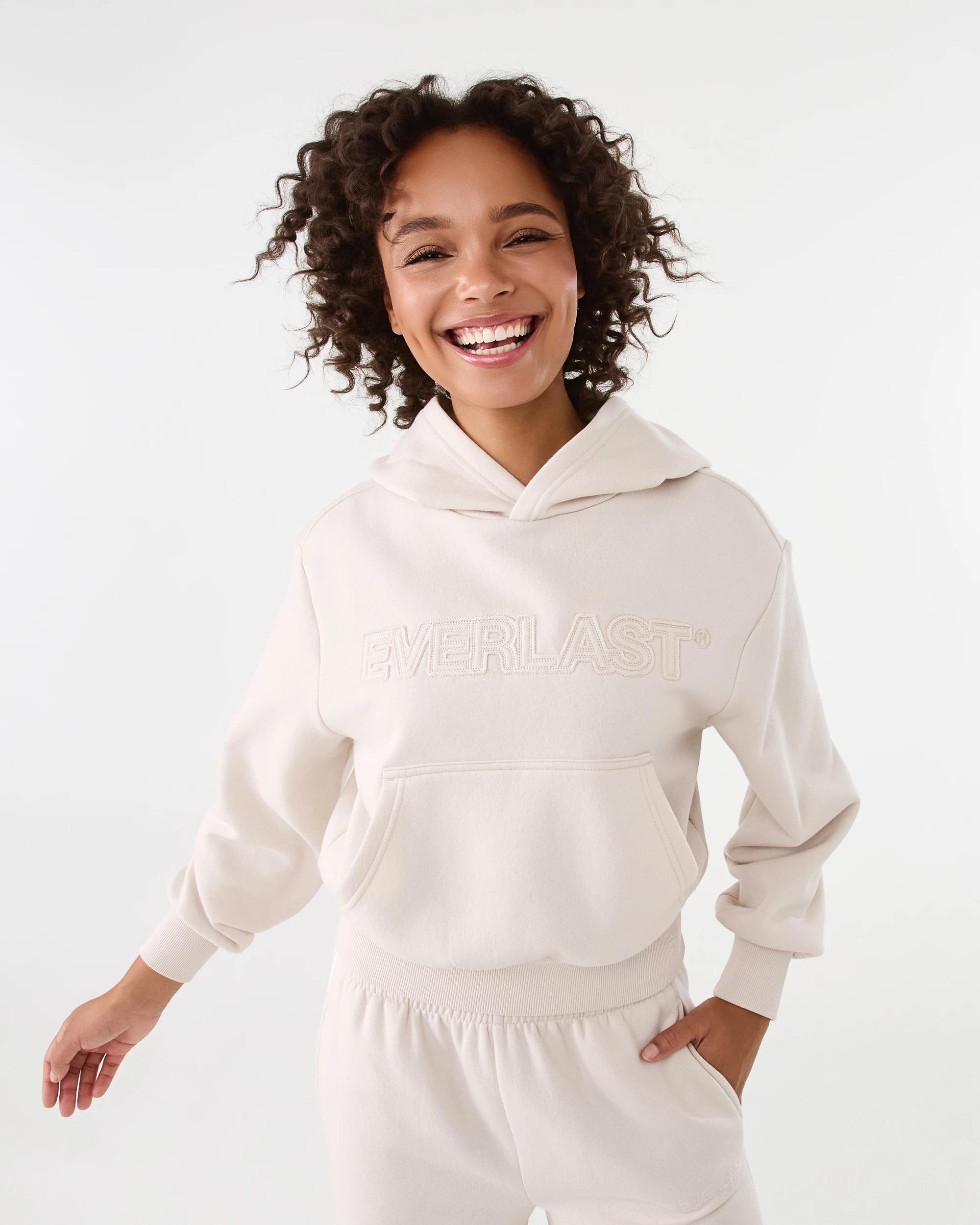 1 Everlast Womens Mid Length Cinched Hoodie Cool Beige, 1 of 7