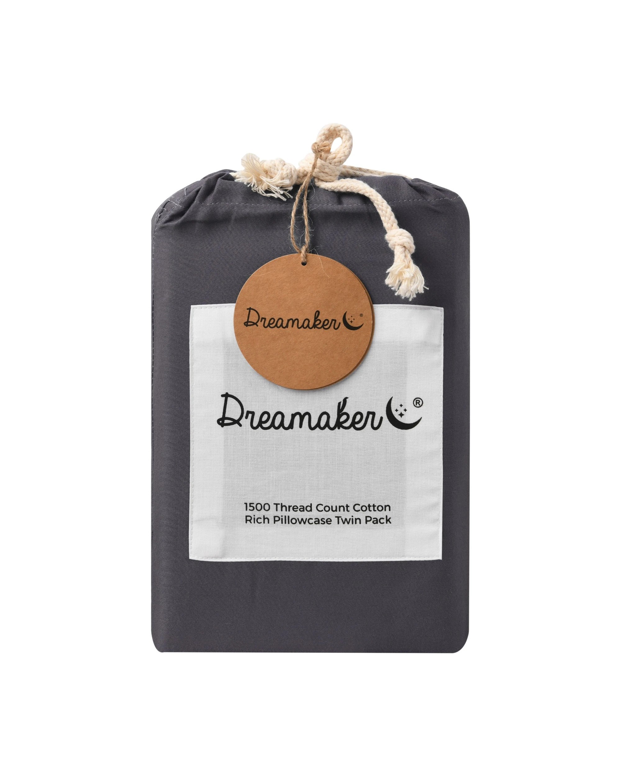 3 Dreamaker 1500TC Cotton Rich Standard Pillowcase Twin Pack - Charcoal, 3 of 3