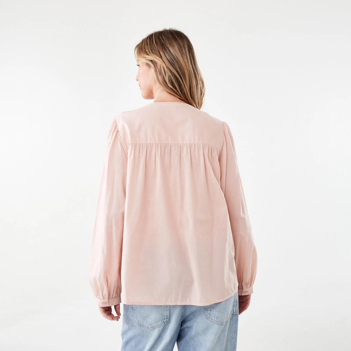 3 Long Sleeve Boho Lace Trim Blouse Rose Pink, 3 of 6