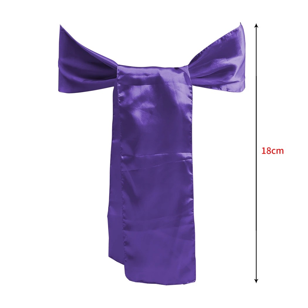 3 Traderight 50 Pcs Satin Chair Sashes - Purple, 3 of 8