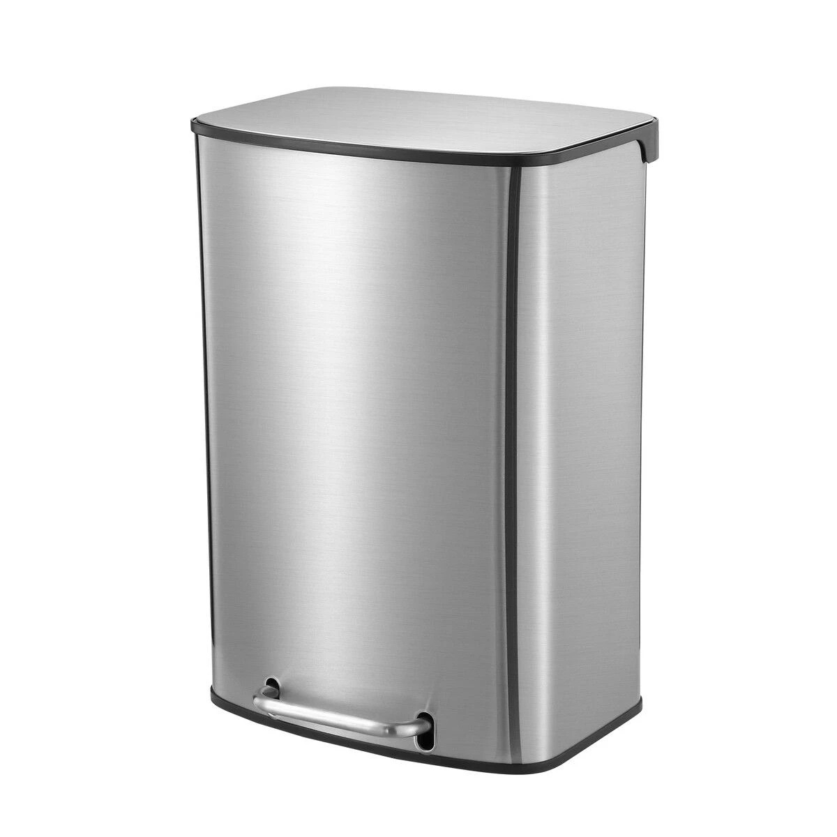 1 Maxkon 50L Pedal Bin Garbage Can Rubbish Recycling Trash Waste Stainless Steel Rectangular Trashcan Soft Closing Lid, 1 of 3