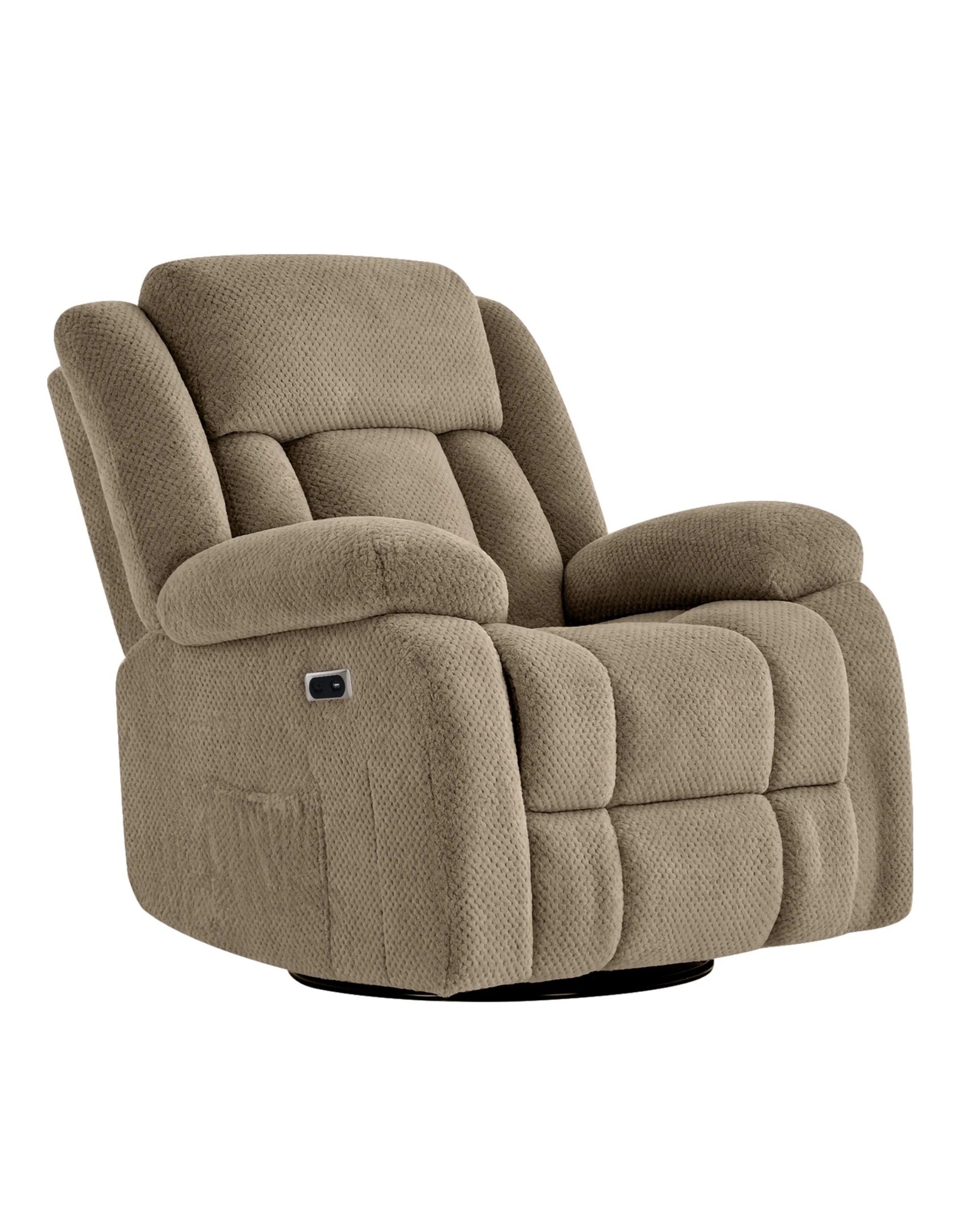 1 Advwin Recliner Chair Electric Heat Massage Chair Lounge Armchair Rotatable Velvet Brown, 1 of 7