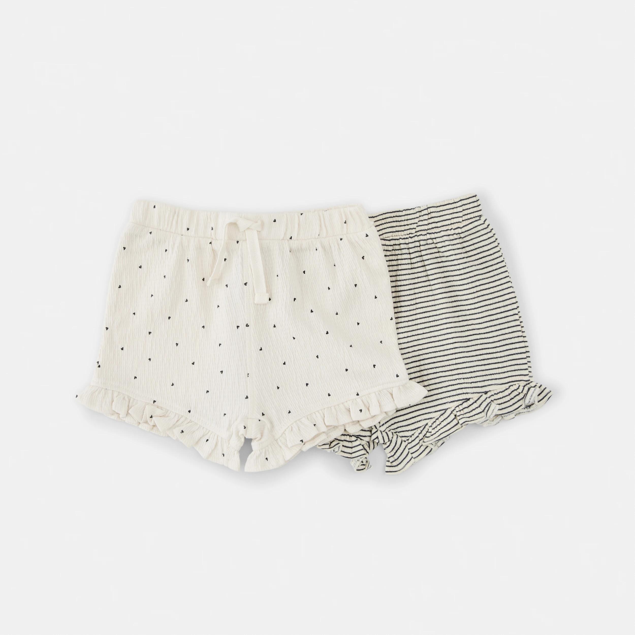 1 2 Pack Crinkle Shorts MONOCHROME HEARTS, 1 of 6