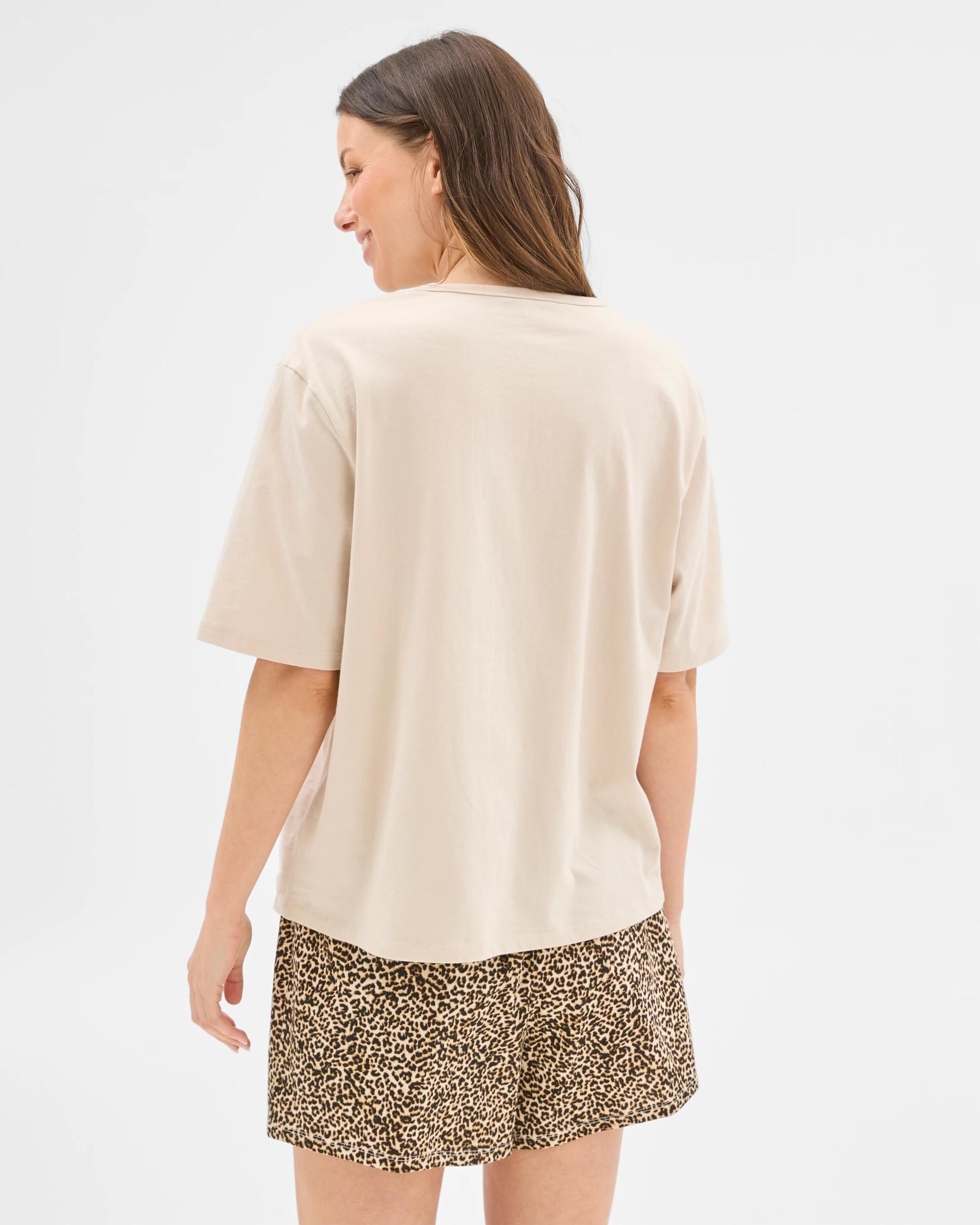 4 Target Womens Australian Cotton Blend Jersey Pyjama Sleep Set LEOPARD HEART, 4 of 5