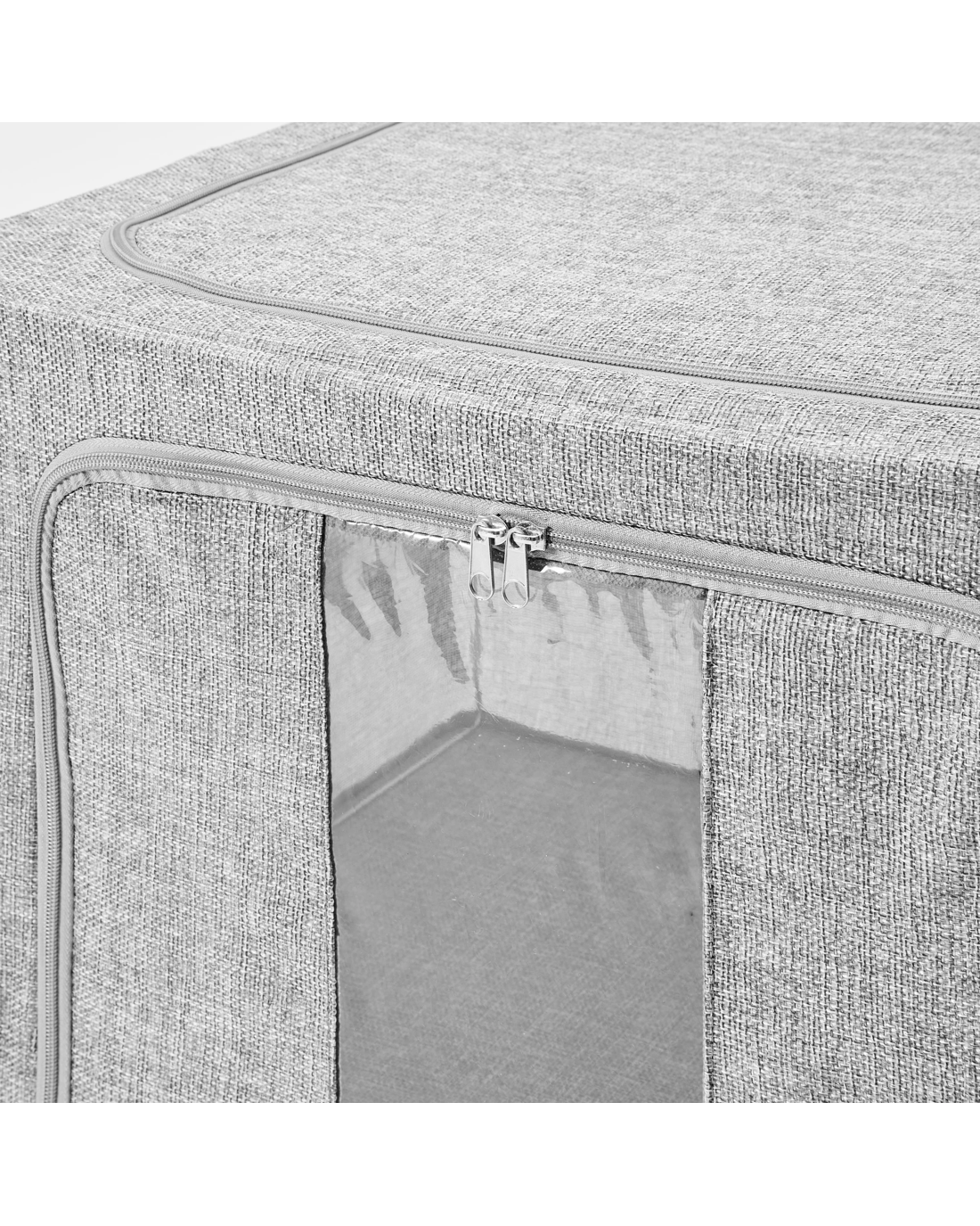 9 Linen Look Collapsible Box with Window - Large, Charcoal, 9 of 10