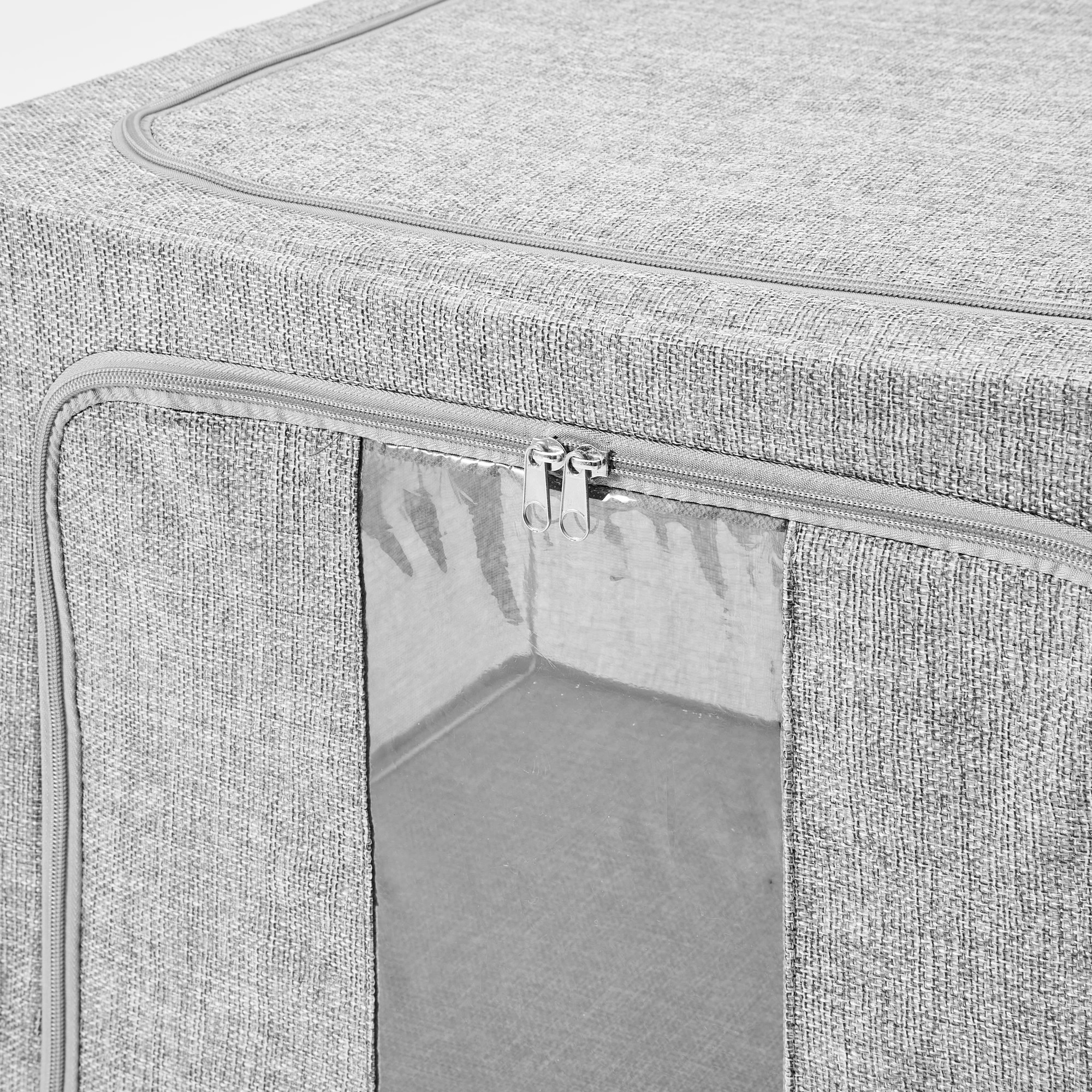 9 Linen Look Collapsible Box with Window - Large, Charcoal, 9 of 10