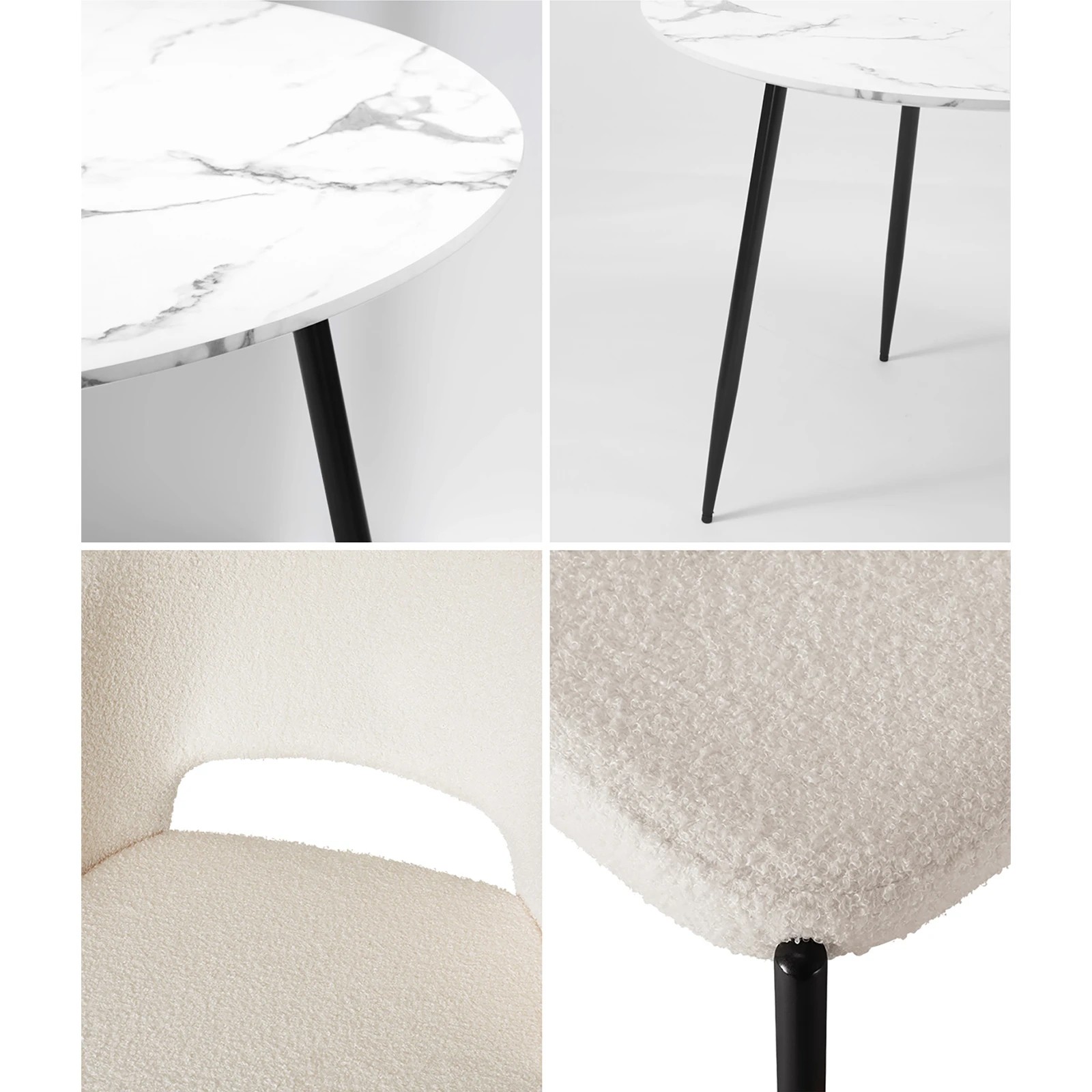 5 Oikiture 110cm Round Dining Table With 4pcs Dining Chairs Sherpa
 - Multi, 5 of 10