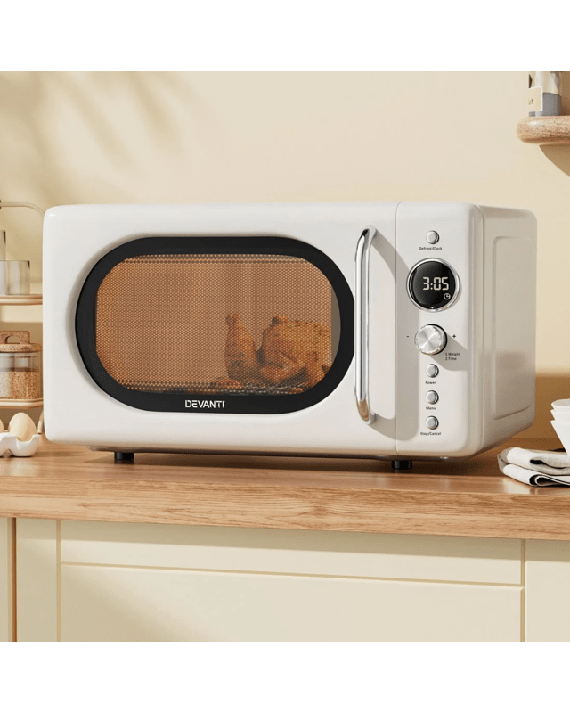 Devanti 20L Microwave Oven 700W Cream - W