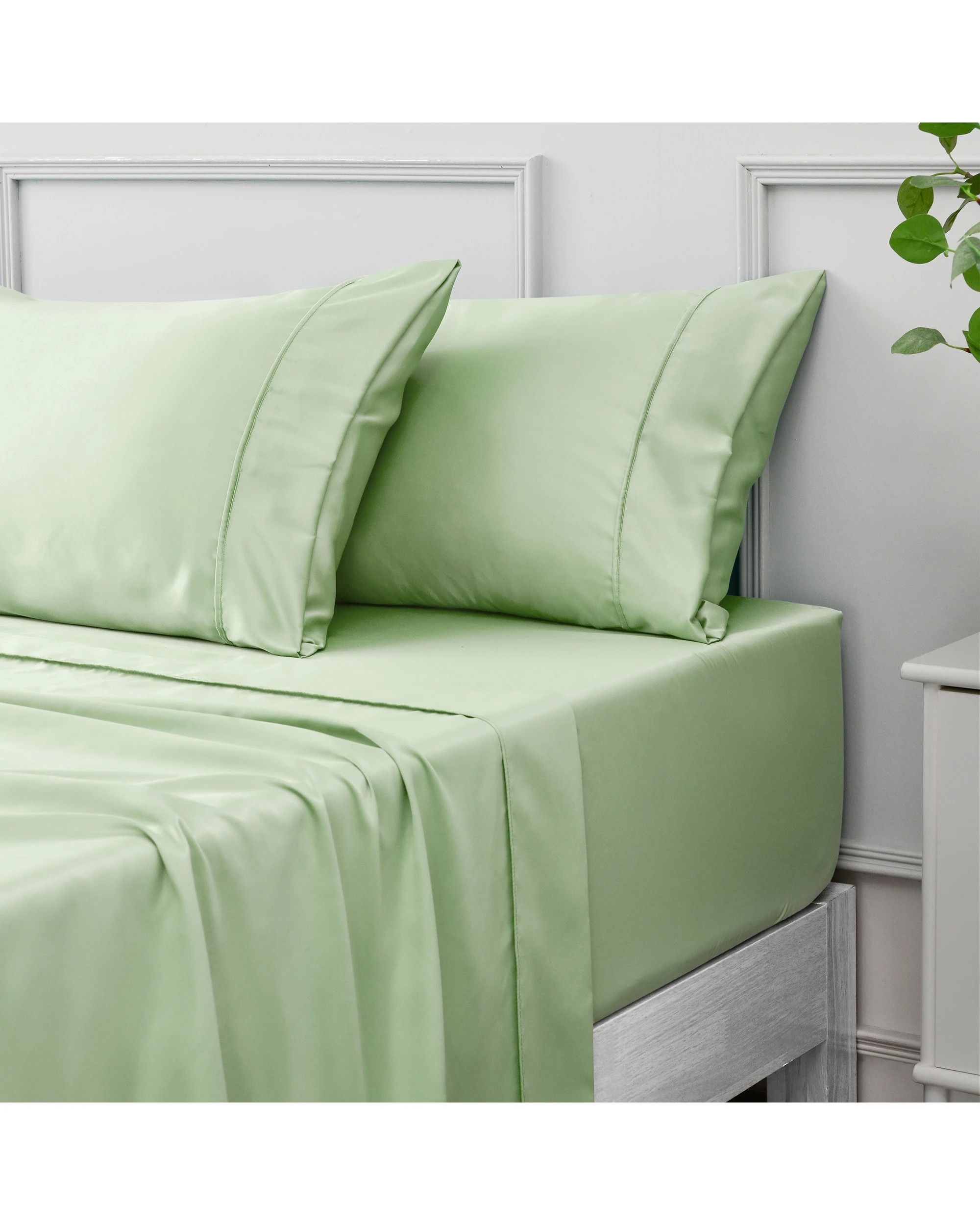 2 Dreamaker Matte Satin Sheet Set - King Single Bed - Sage, 2 of 8