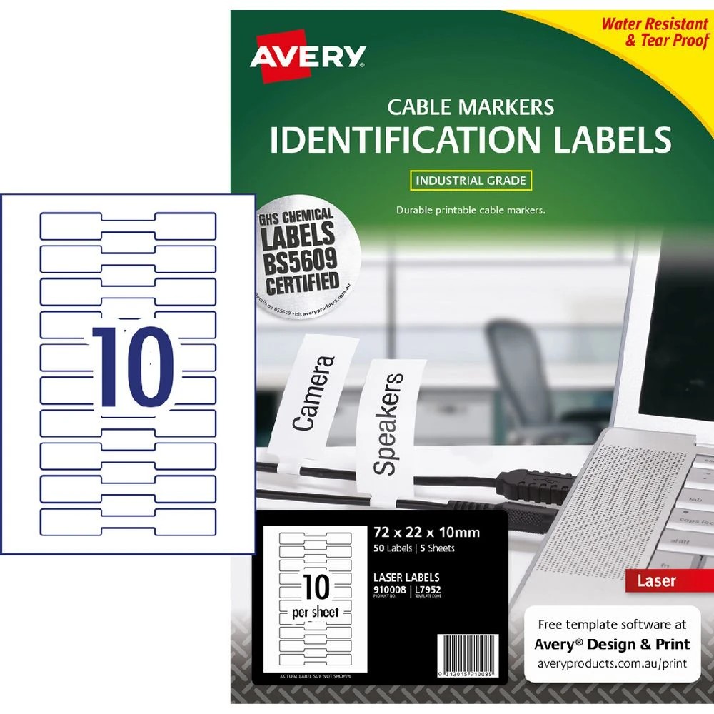1 Avery 10UP Laser Printable Cable Markers 5 Sheets, 1 of 2