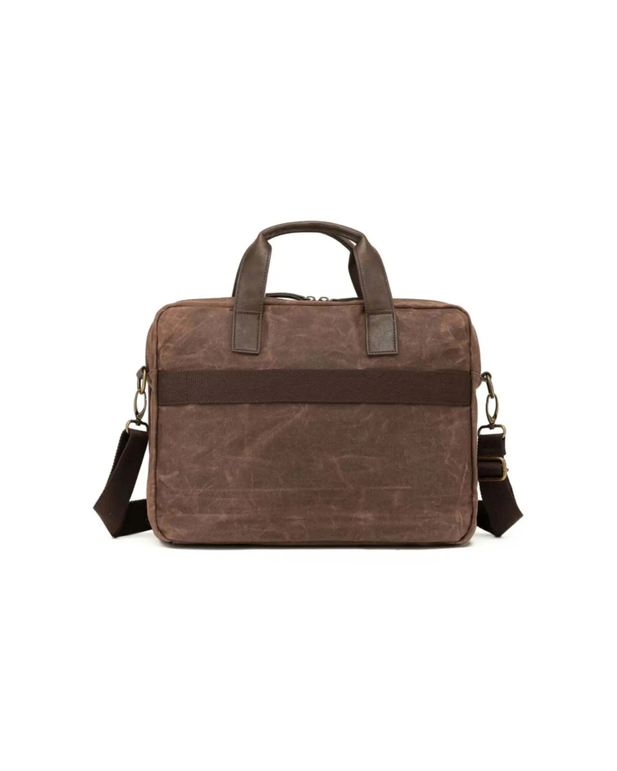 3 Tosca Luggage Waxed Canvas 13in Laptop Briefcase Professional Style Functional Bag - Brown, 3 of 3