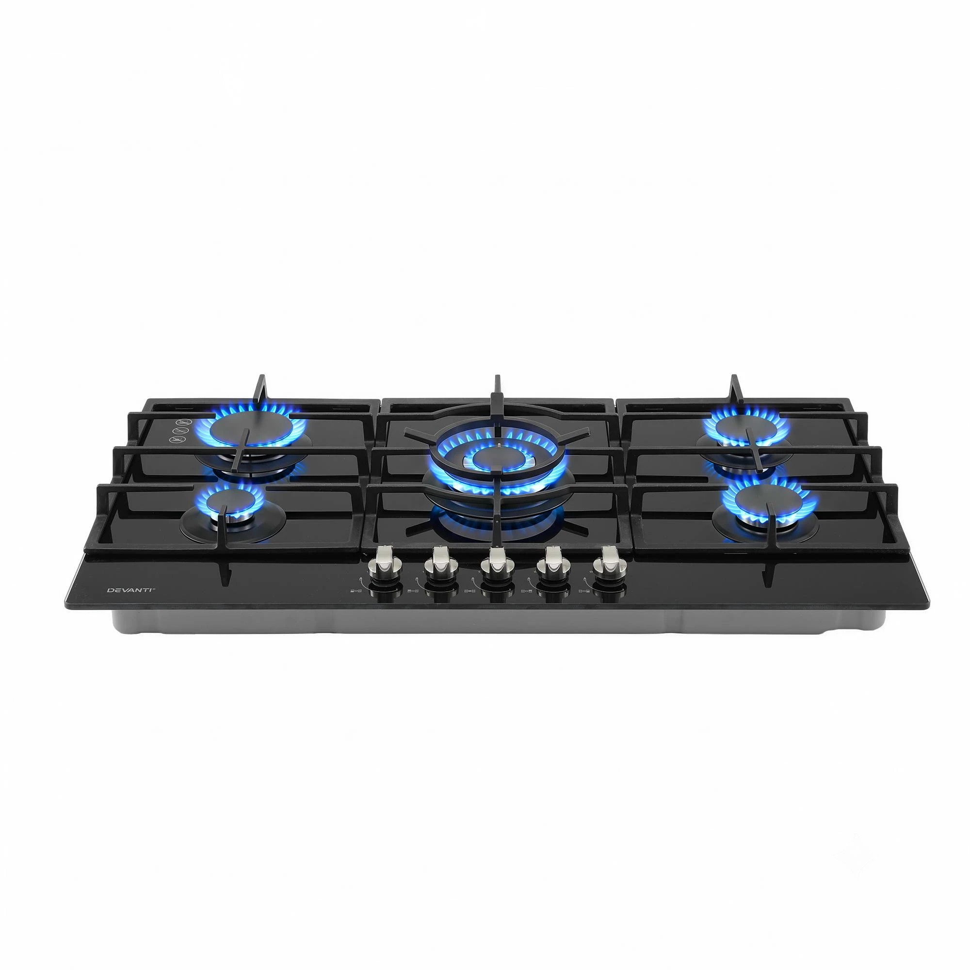 4 Devanti 90cm 5 Burner Gas Cooktop - Black, 4 of 9