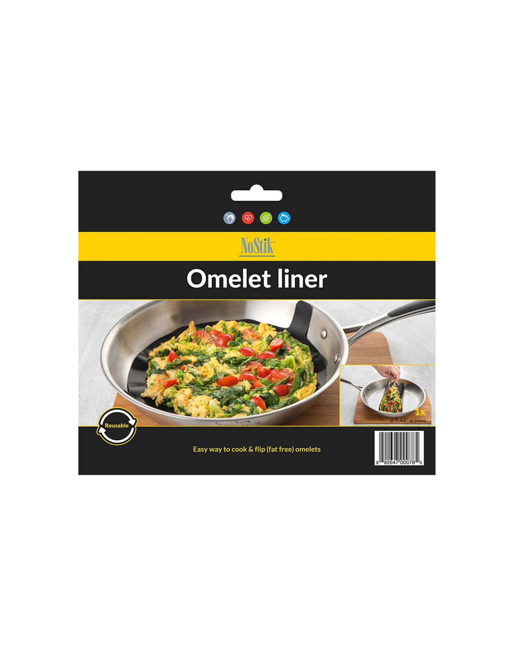 1 NOSTIK Reusable 24cm Round Non Stick Omelet Liner - Black, 1 of 4