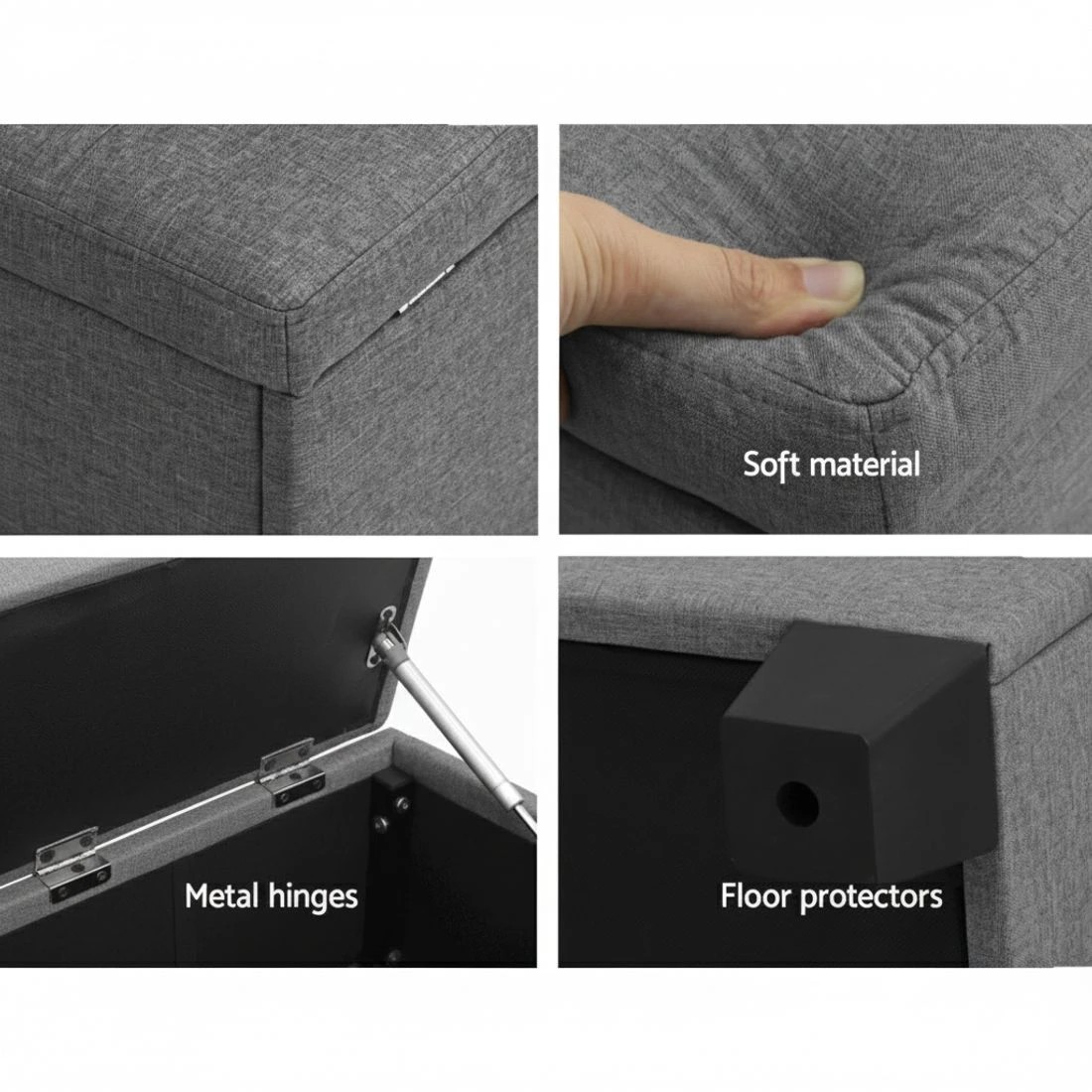 5 Artiss Storage Ottoman Blanket Box 97cm Linen - Grey, 5 of 9