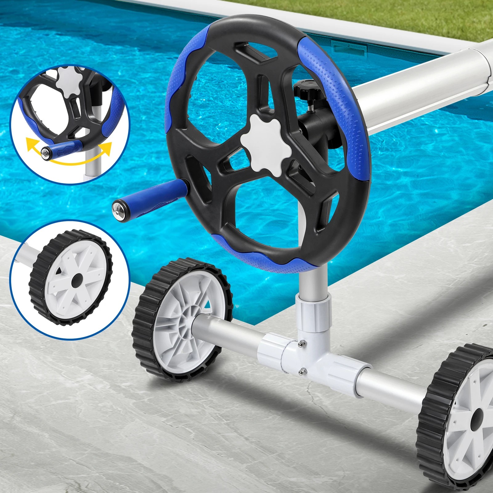 7 Alfordson Pool Cover 500 Micron 7X4M Solar Blanket Swimming 6M Roller Reel - Blue, 7 of 8