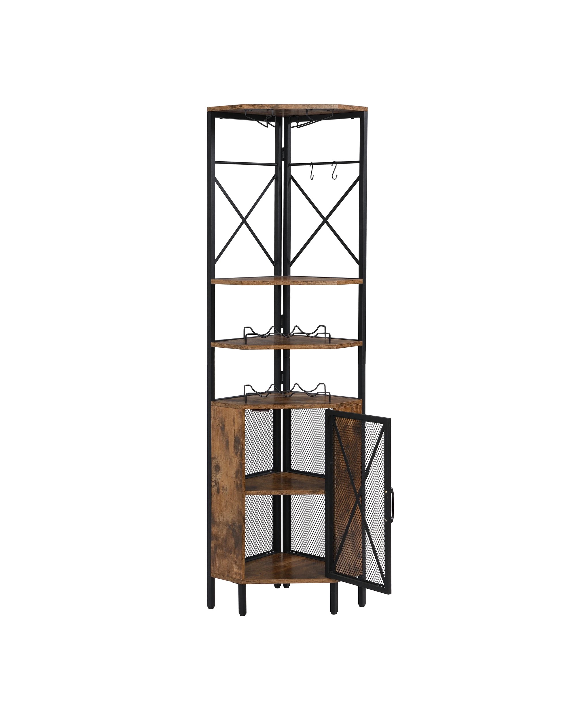 4 IHOMDEC 6 Tier Pentagon Corner Wine Rack Storage Cabinet, 4 of 5
