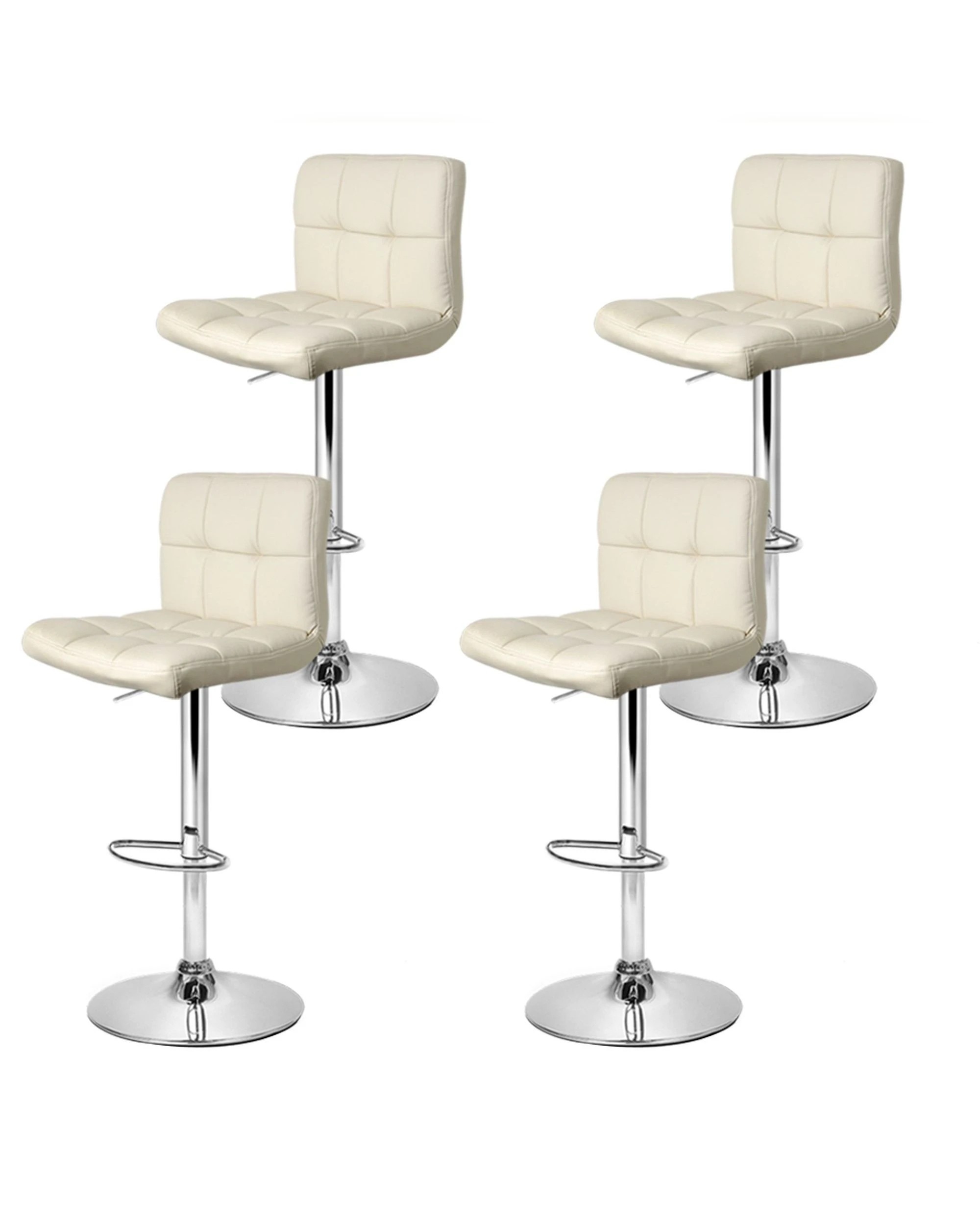 3 Artiss 4x Bar Stools Leather Gas Lift - Beige, 3 of 5