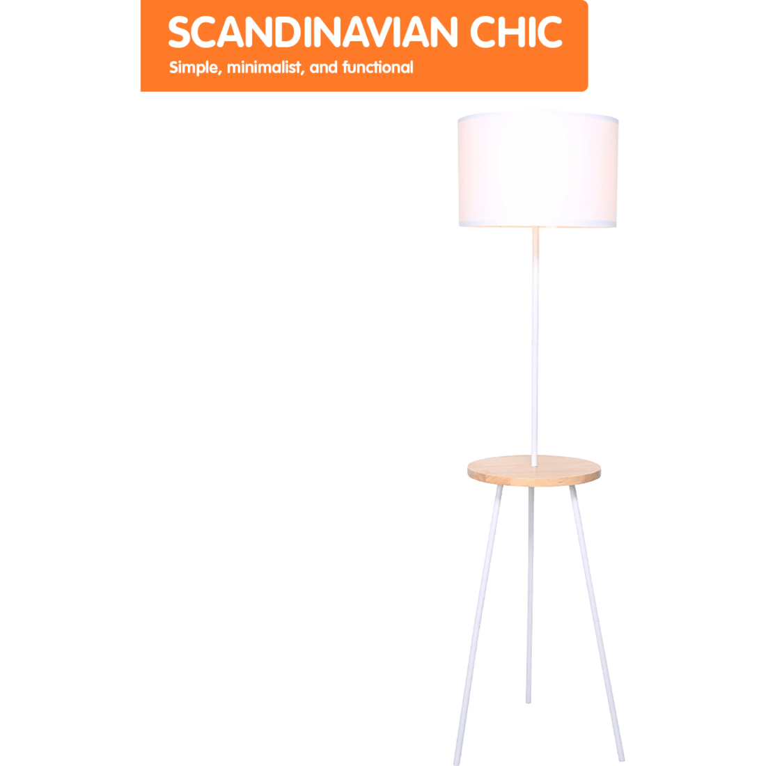 4 Sarantino Metal Tripod Floor Lamp Shade With Wooden Table Shelf, 4 of 6