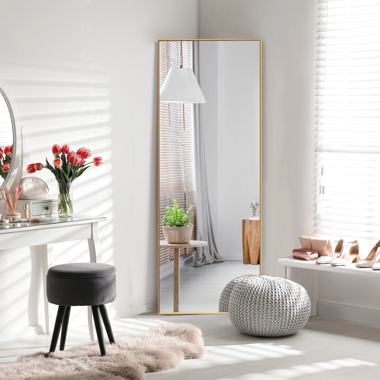 2 Costway 1.5M Rectangle Wall Mirror Full-Length Dressing Makeup Mirror Aluminum Frame, 2 of 3