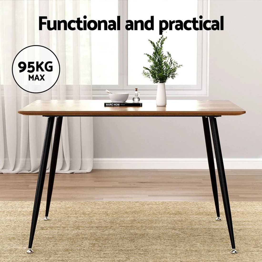 5 Artiss Dining Table 4 Seater Wooden Table Rectangular 120CM - Natural, 5 of 7