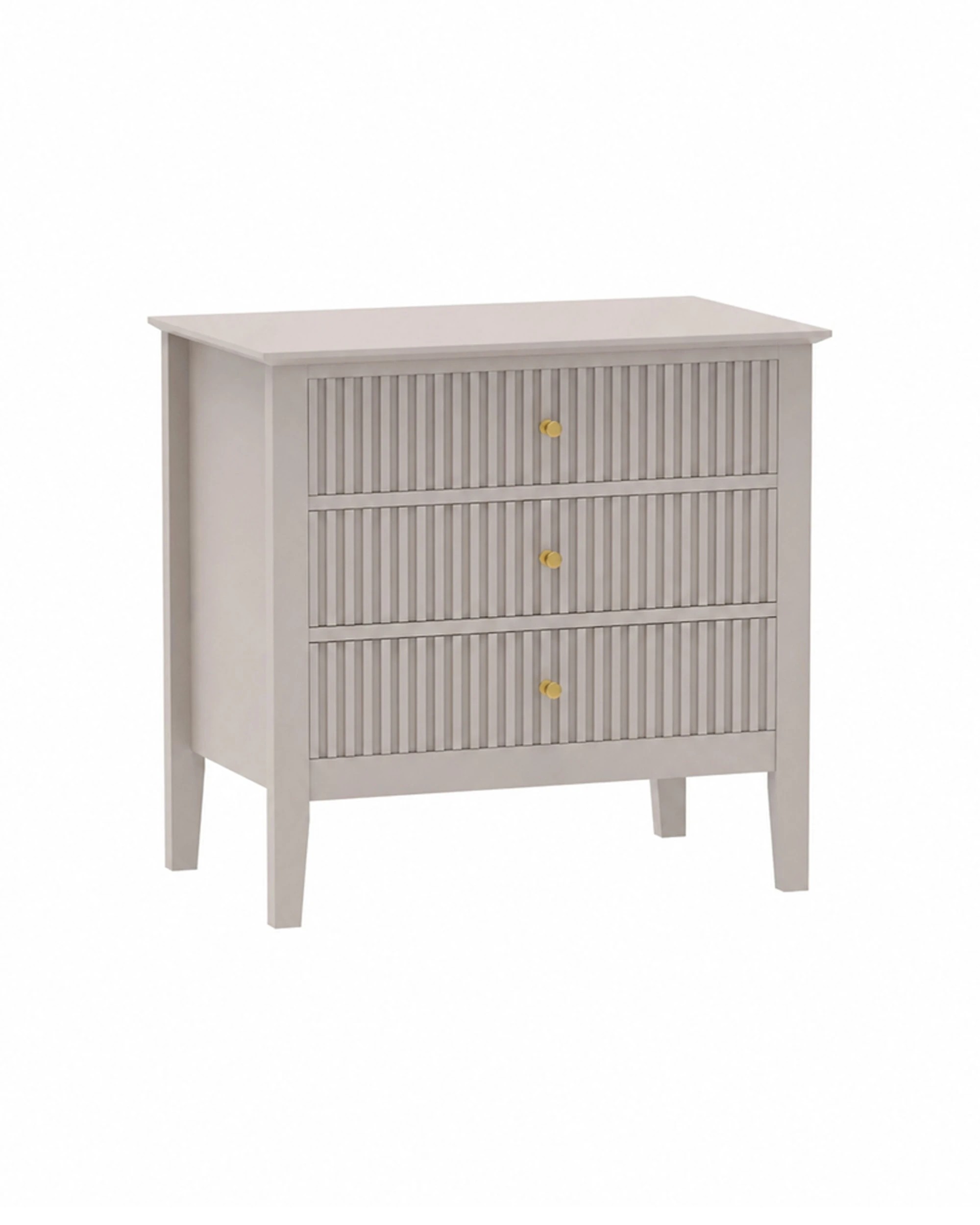2 Alpine Bay Zara Fluted Wide 3 Drawer Bedside Table Stone - Beige, 2 of 8