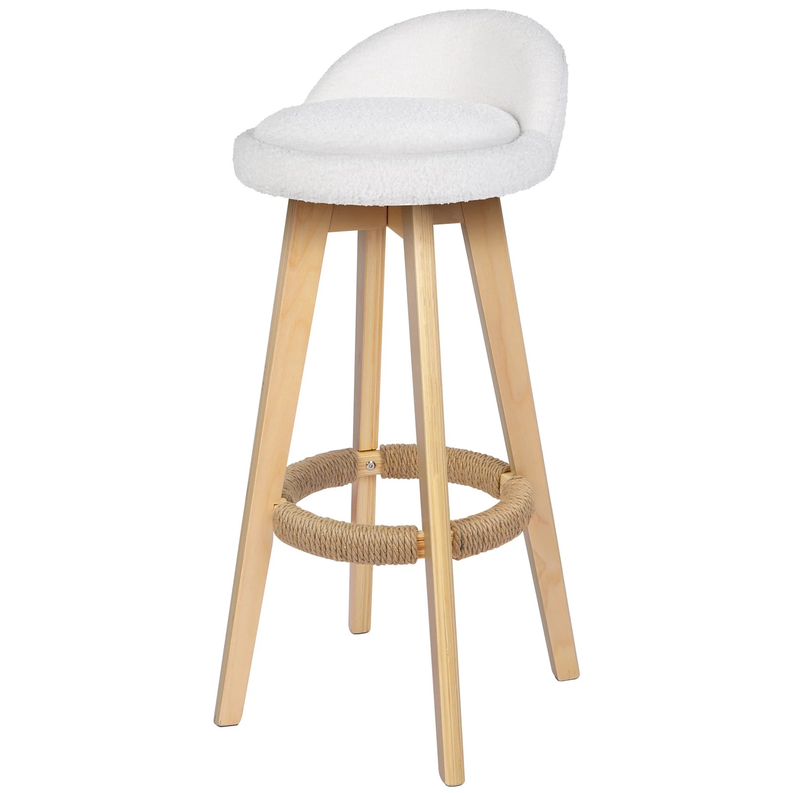 6 Alfordson 2x Kitchen Bar Stools Liam Wooden Swivel Chairs Boucle - White, 6 of 10