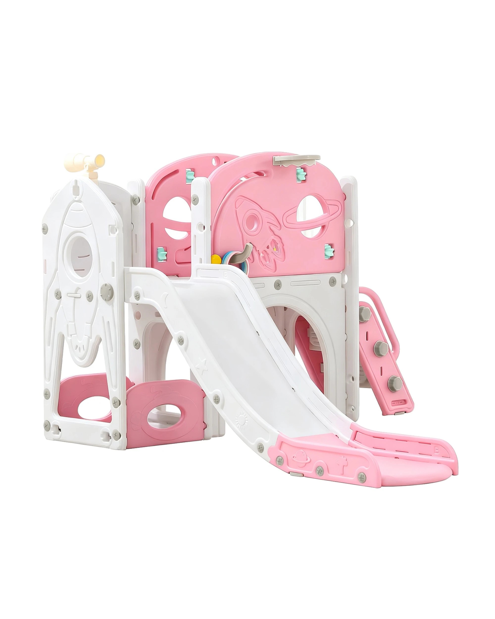 4 Advwin 9 in 1 L-Shaped Toddler Slide Indoor Baby Slide Kids Playset Outdoor Playground, 4 of 10