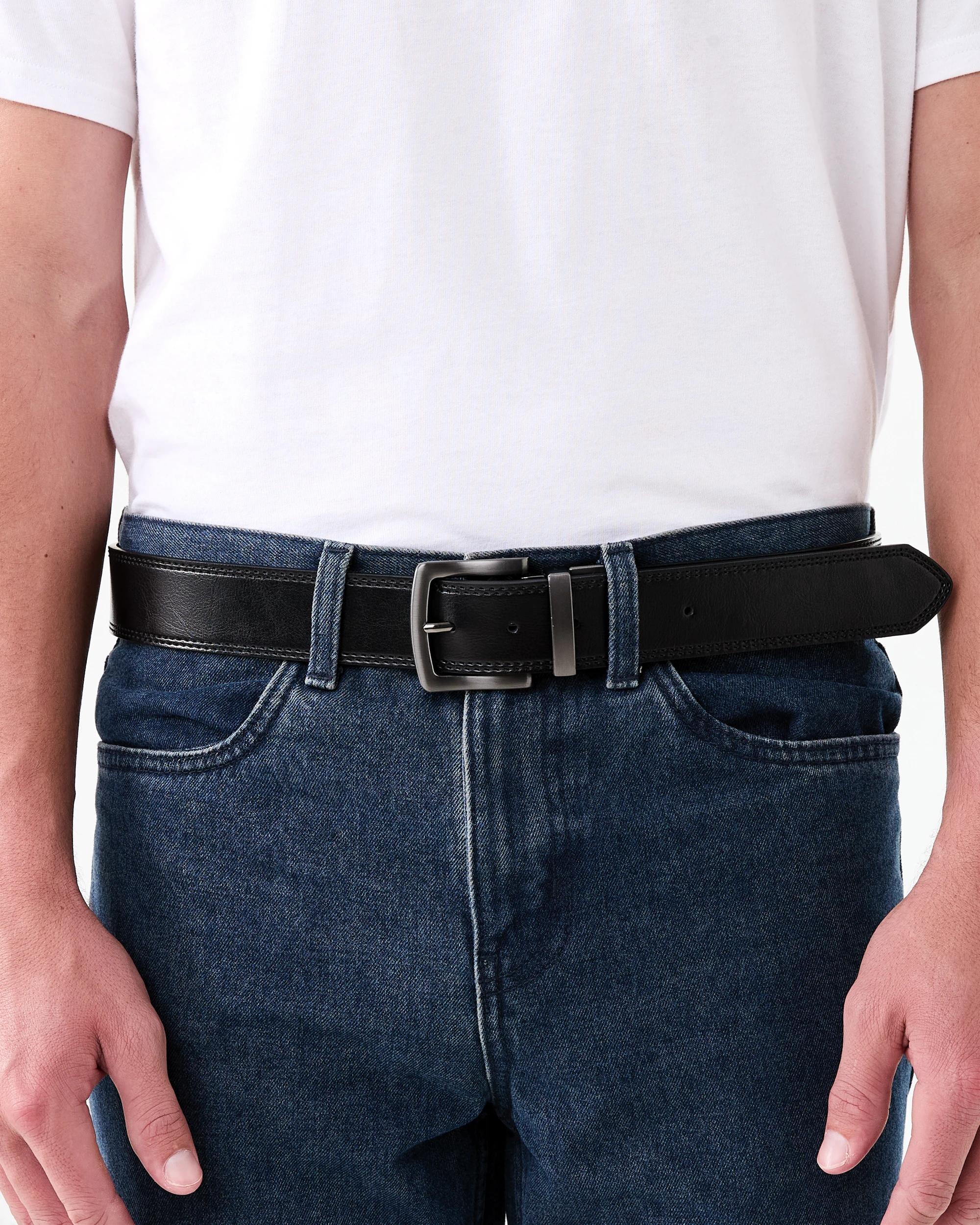 4 Reversible Leather Belt Black Tan, 4 of 7