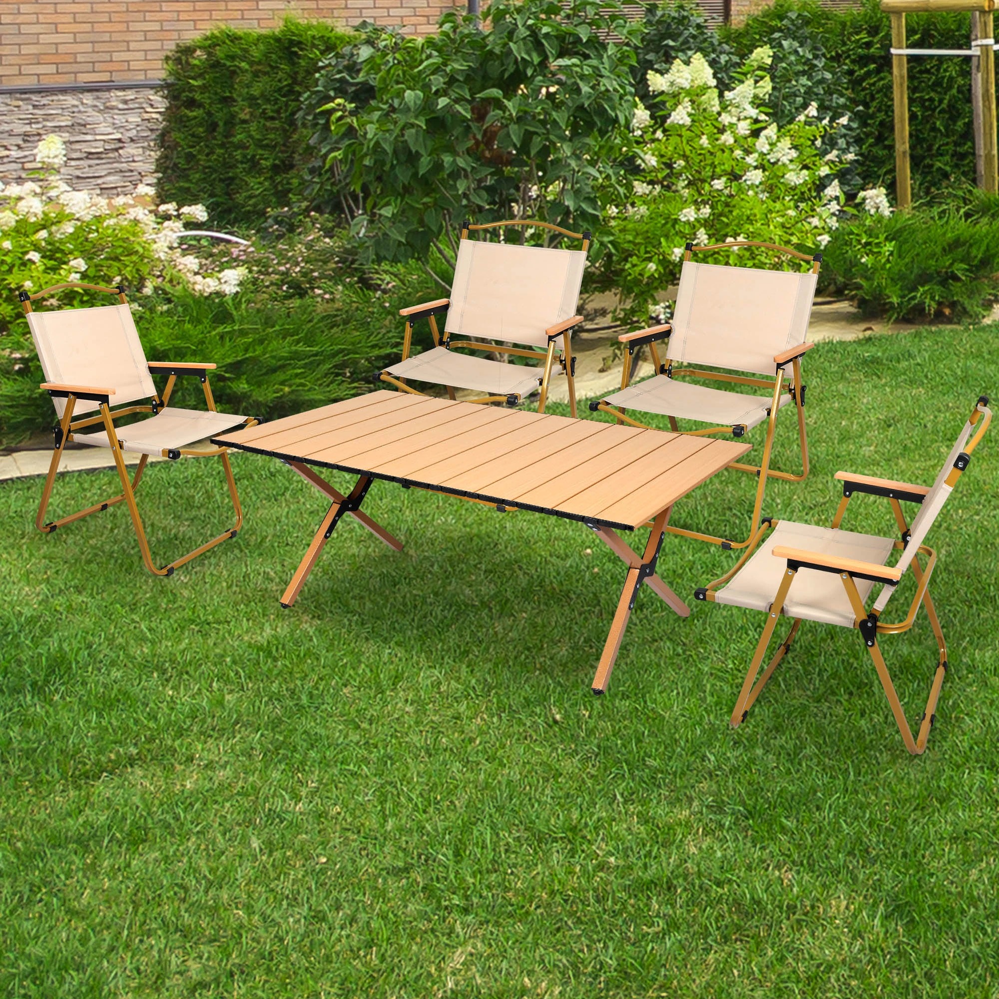 8 Levede Folding Camping Table Chair Set Portable Picnic Outdoor Egg Roll BBQ Desk, 8 of 8