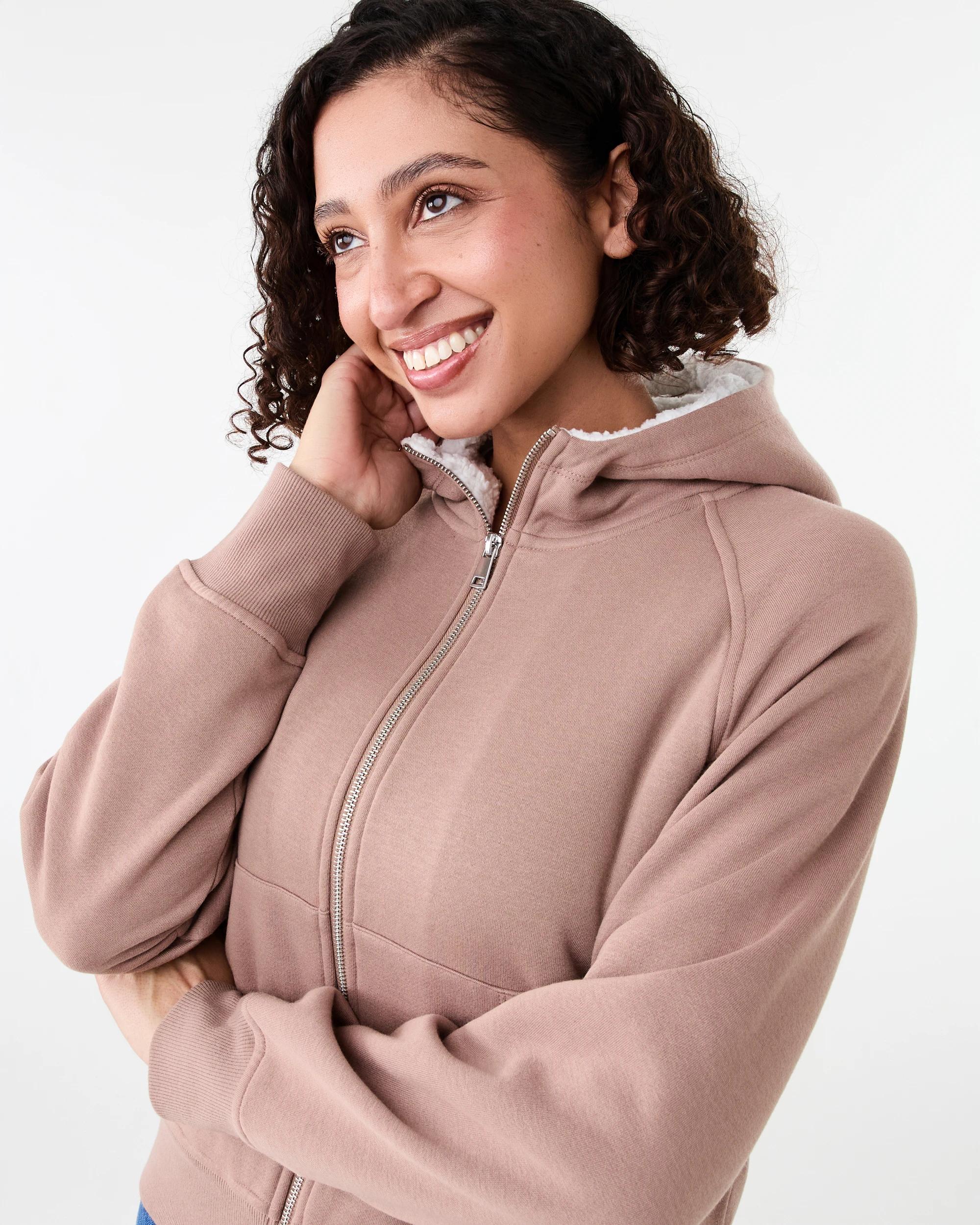 5 Long Sleeve Sherpa Zip Through Hoodie Snp Brn, 5 of 8