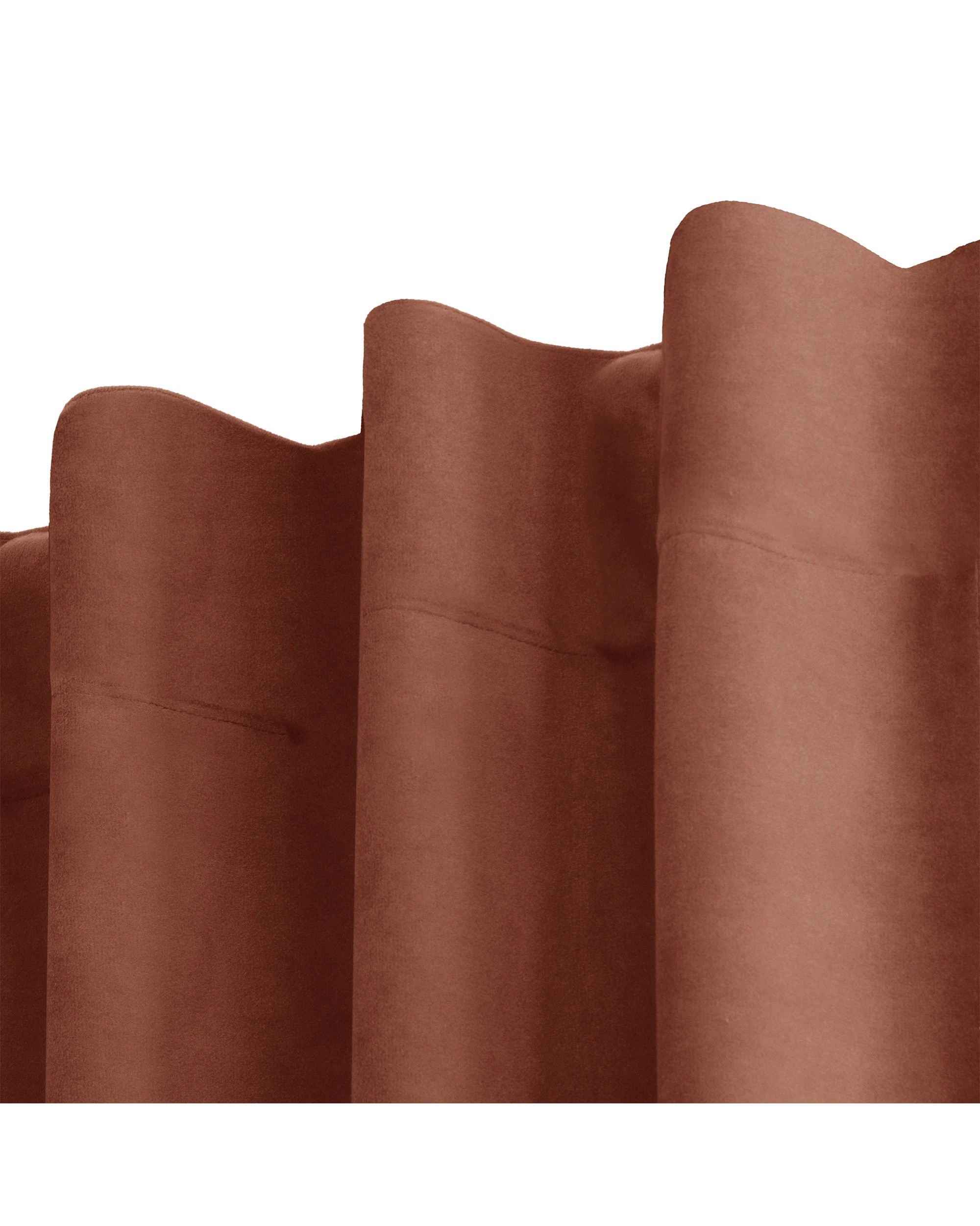 2 Cadence & Co. Byron Matte Velvet 100% Blockout Concealed Tab Top Curtain Twin Pack 225x223cm - Rust, 2 of 6