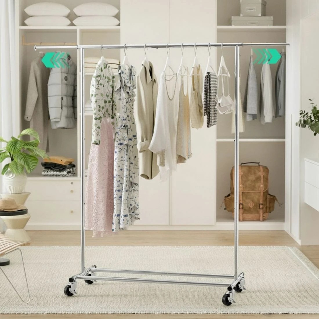 5 Artiss Clothes Rack Airer Rail Coat Stand Adjustable Hanger - Silver, 5 of 7