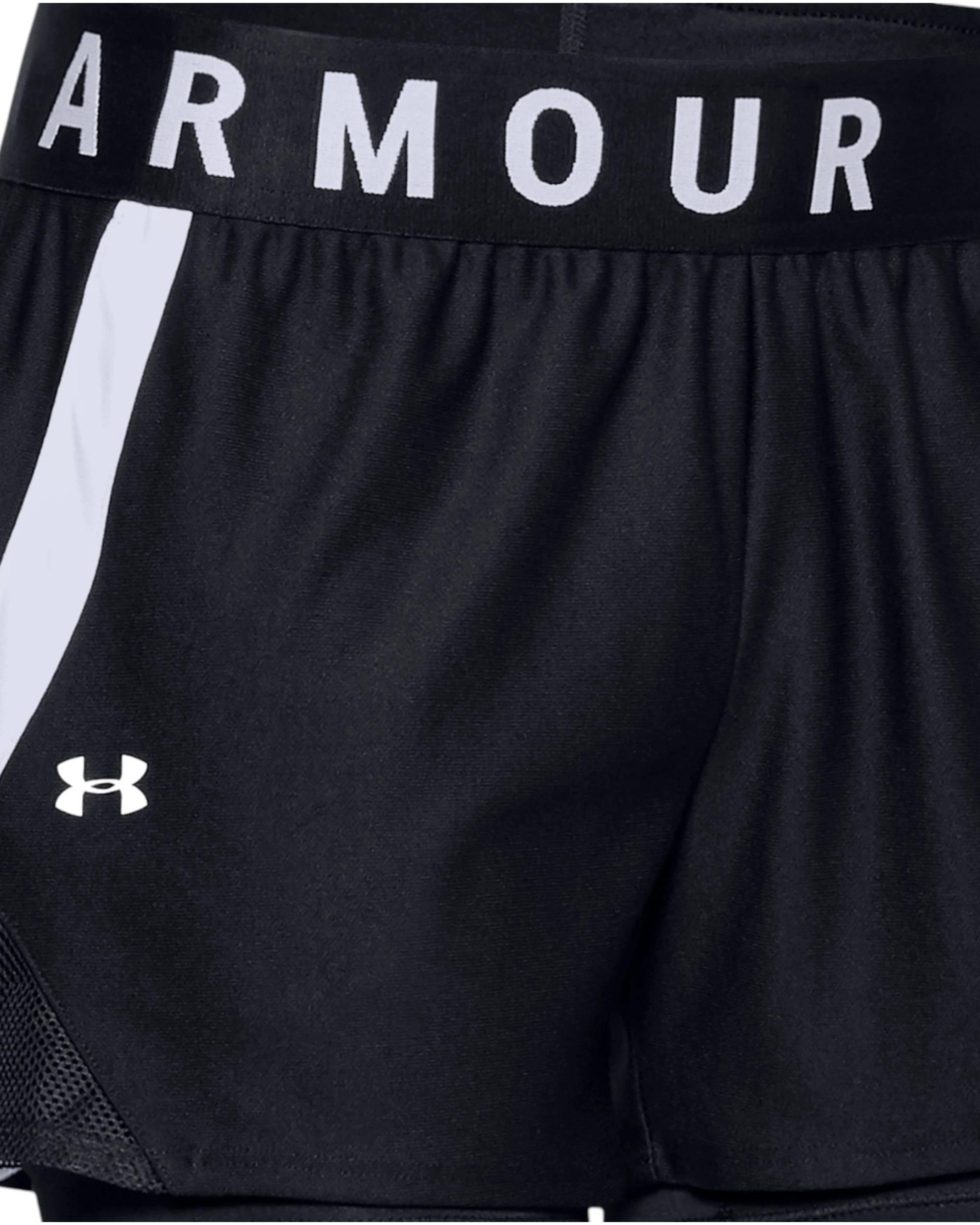1 Under Armour Womens Play Up 2-in-1 Black/ White Shorts BLACK, 1 of 6