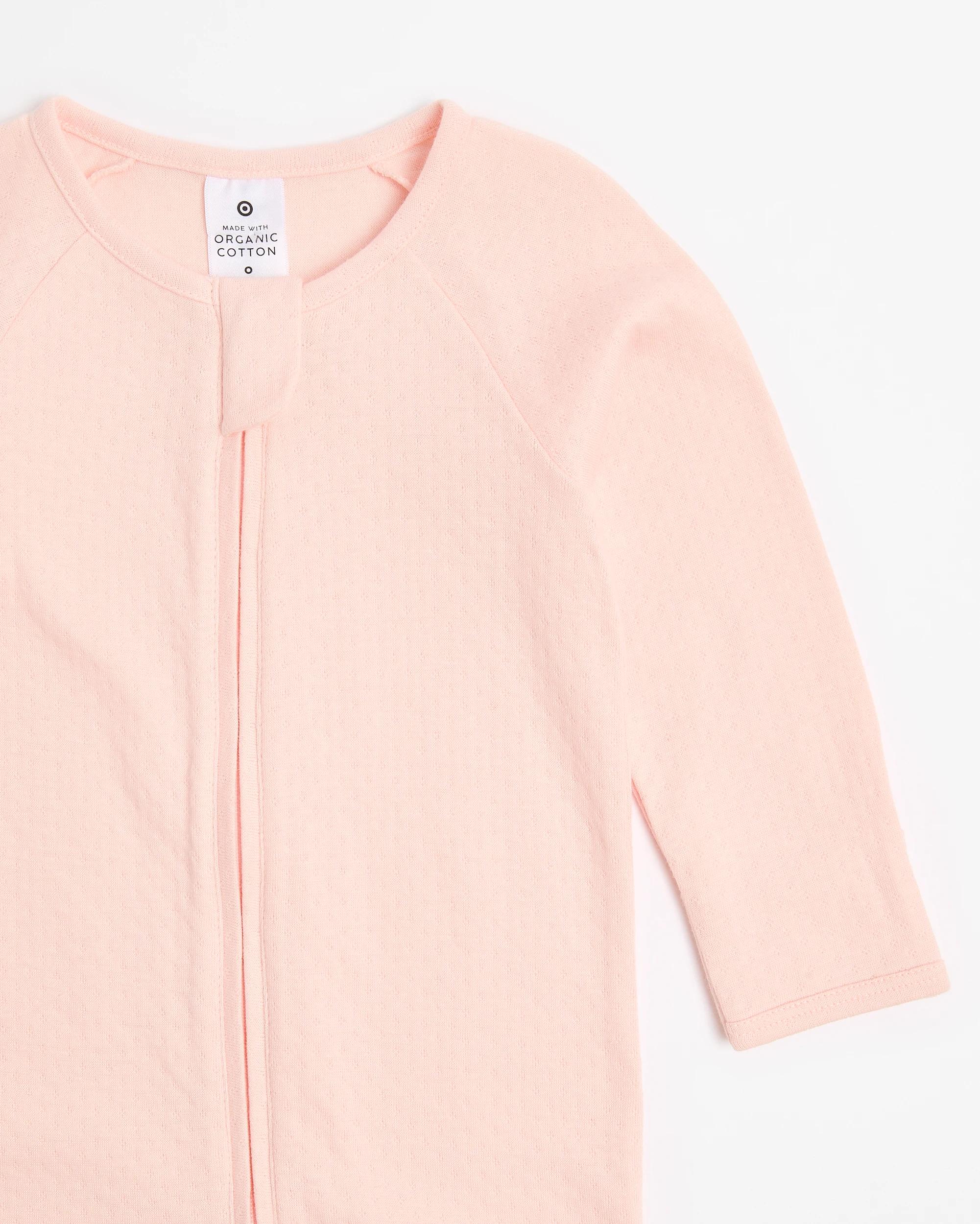 2 Target Organic Cotton Baby Pointelle Zip Coverall PINK, 2 of 3