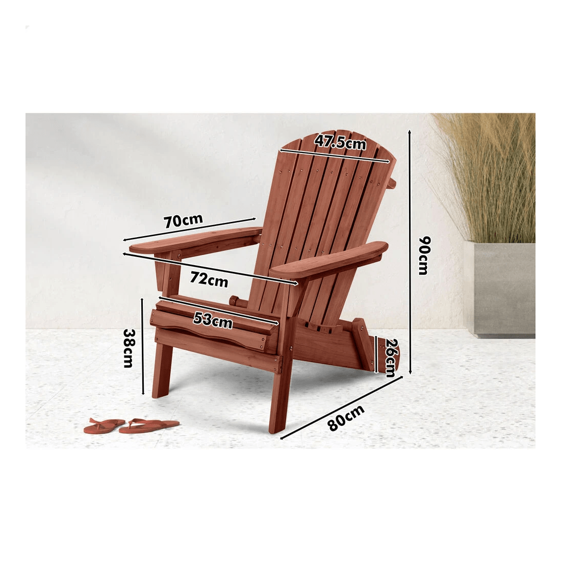 9 Alfordson Outdoor Chair Wooden Adirondack Patio Furniture Beach Garden - Brown, 9 of 9