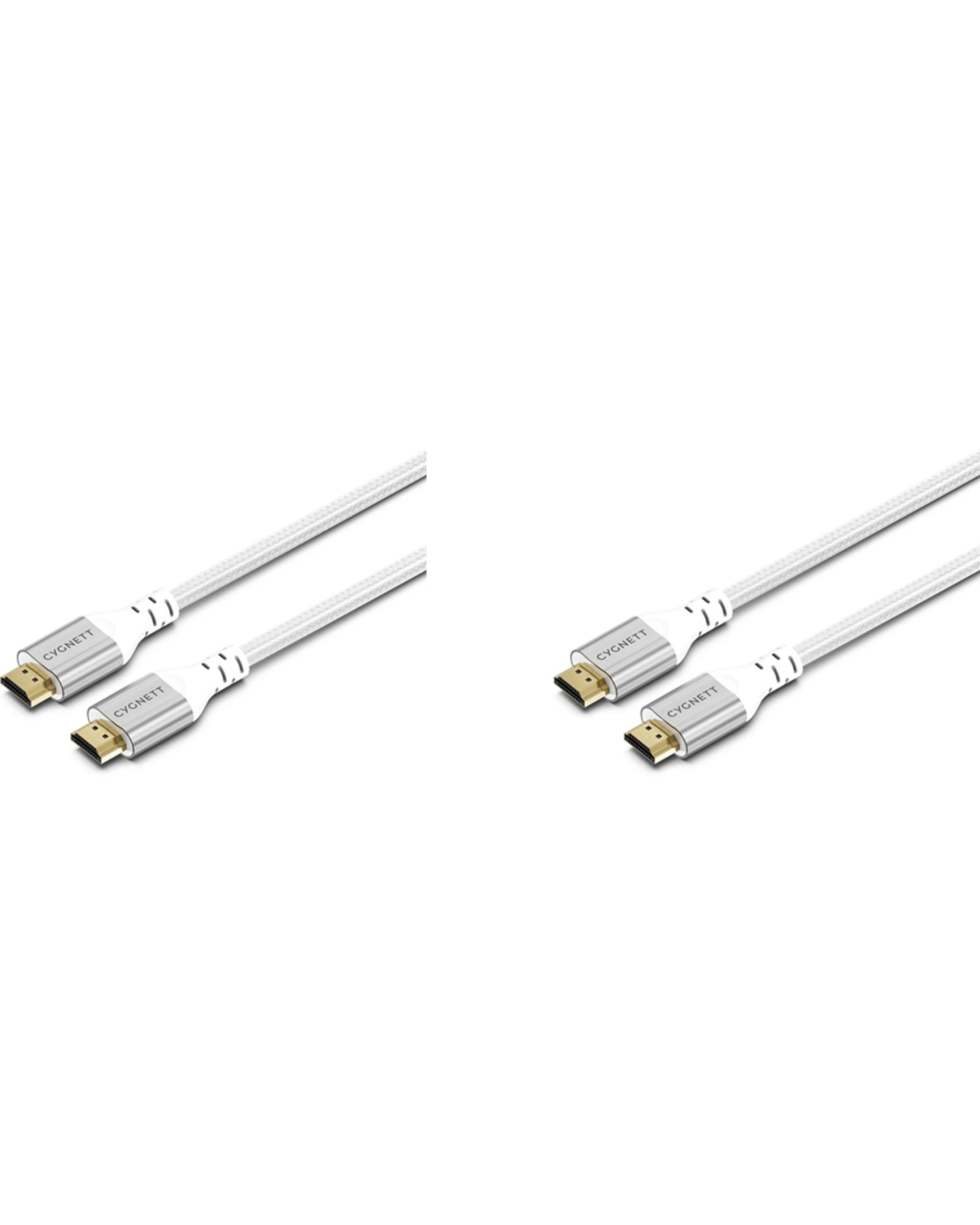 1 Cygnett 2PK Unite 8K Resolution HDMI to HDMI Braided Cable 1.5m - White, 1 of 5