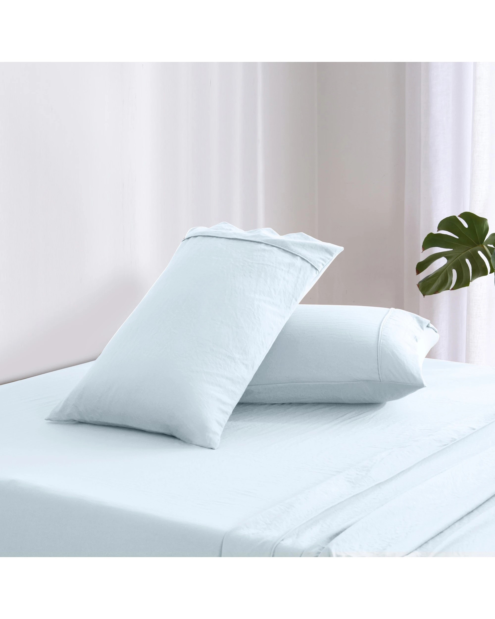 2 Dreamaker Superfine Washed Microfibre Standard Pillowcase Twin Pack - Ice Blue, 2 of 6