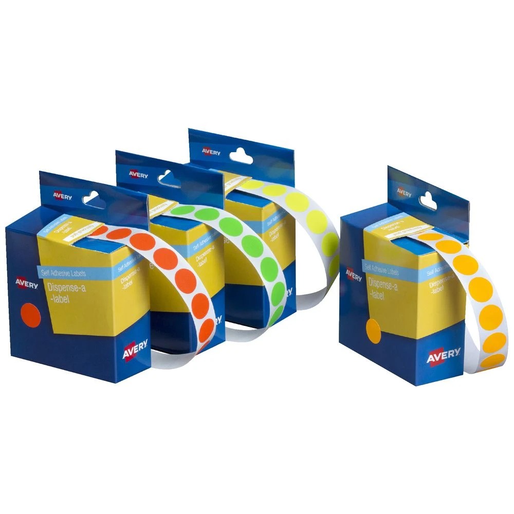 2 Avery Self-adhesive Round Labels Fluoro Green 24mm 350 Pack, 2 of 3