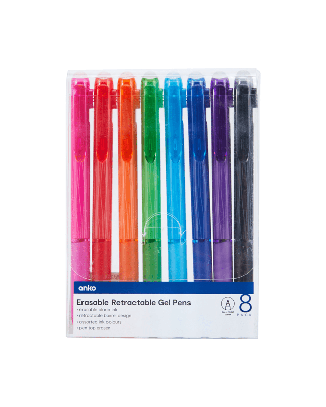 8 Pack Erasable Retractable Gel 