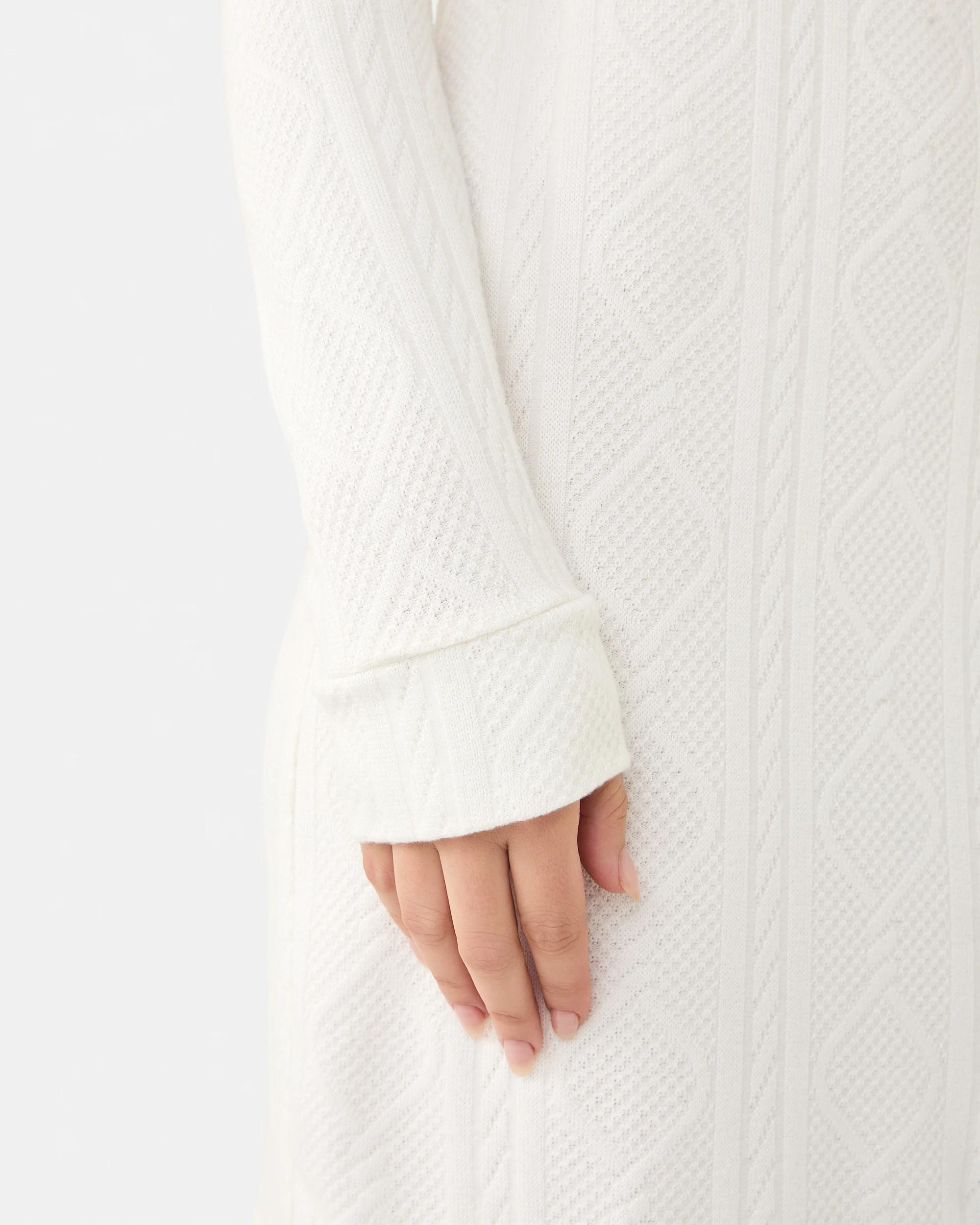 6 Long Sleeve Cable Lounge Nightie Whisper, 6 of 8