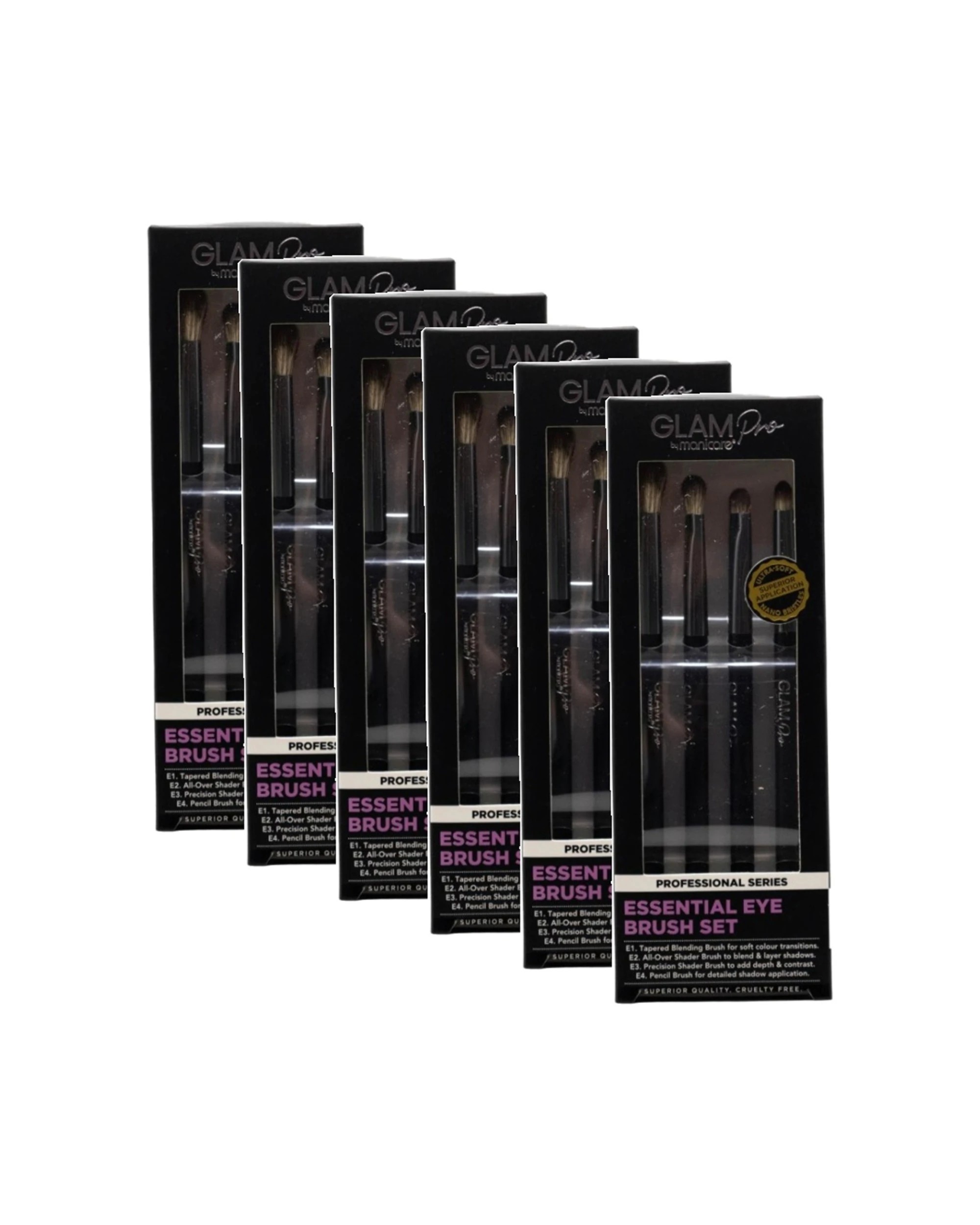 1 Manicare Glam Pro Essential Eye Brush Set 6PK Professional Series - Black, 1 of 4