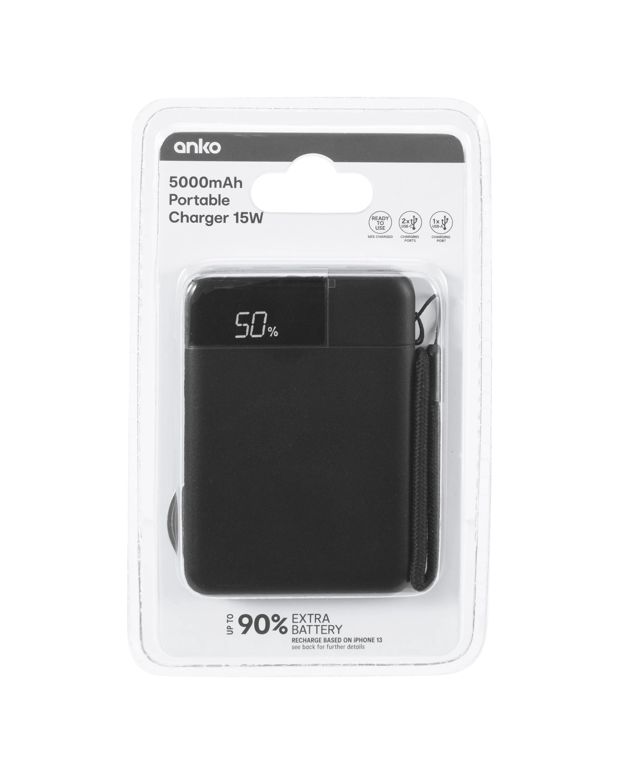 7 USB-A to USB-C 15W 5000mAh Portable Charger - Blue, 7 of 8